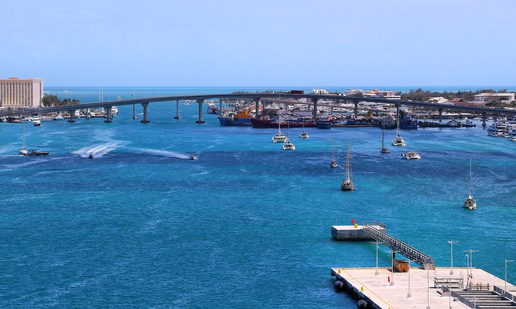 Nassau Harbour, the cruise and boating hub of the Bahamas, seen in 2024