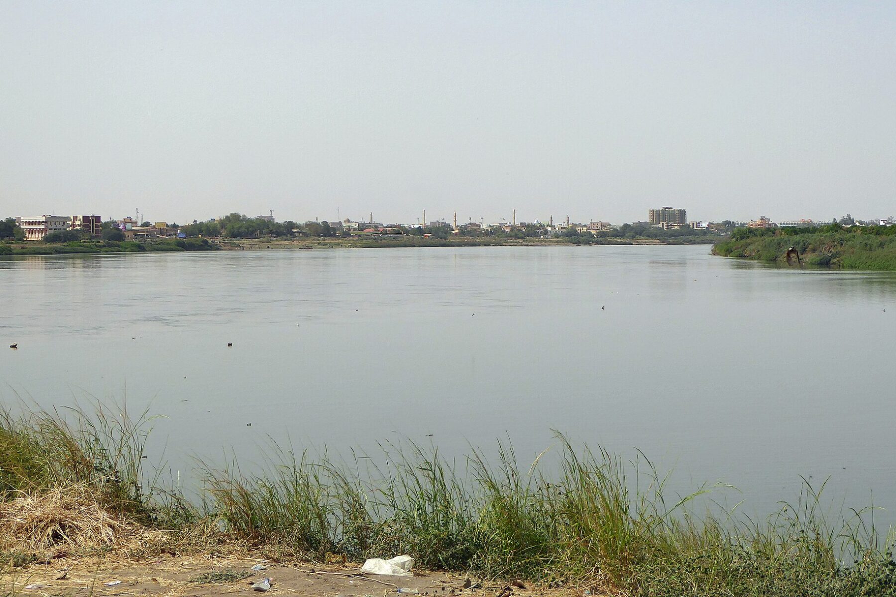 The Nile at Khartoum with the city skyline on the far bank