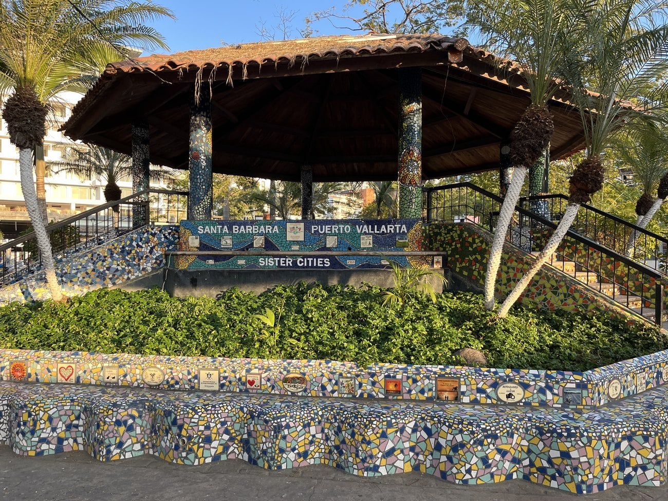 The mosaic bandstand at Lazaro Cardenas Park in Puerto Vallarta, Mexico