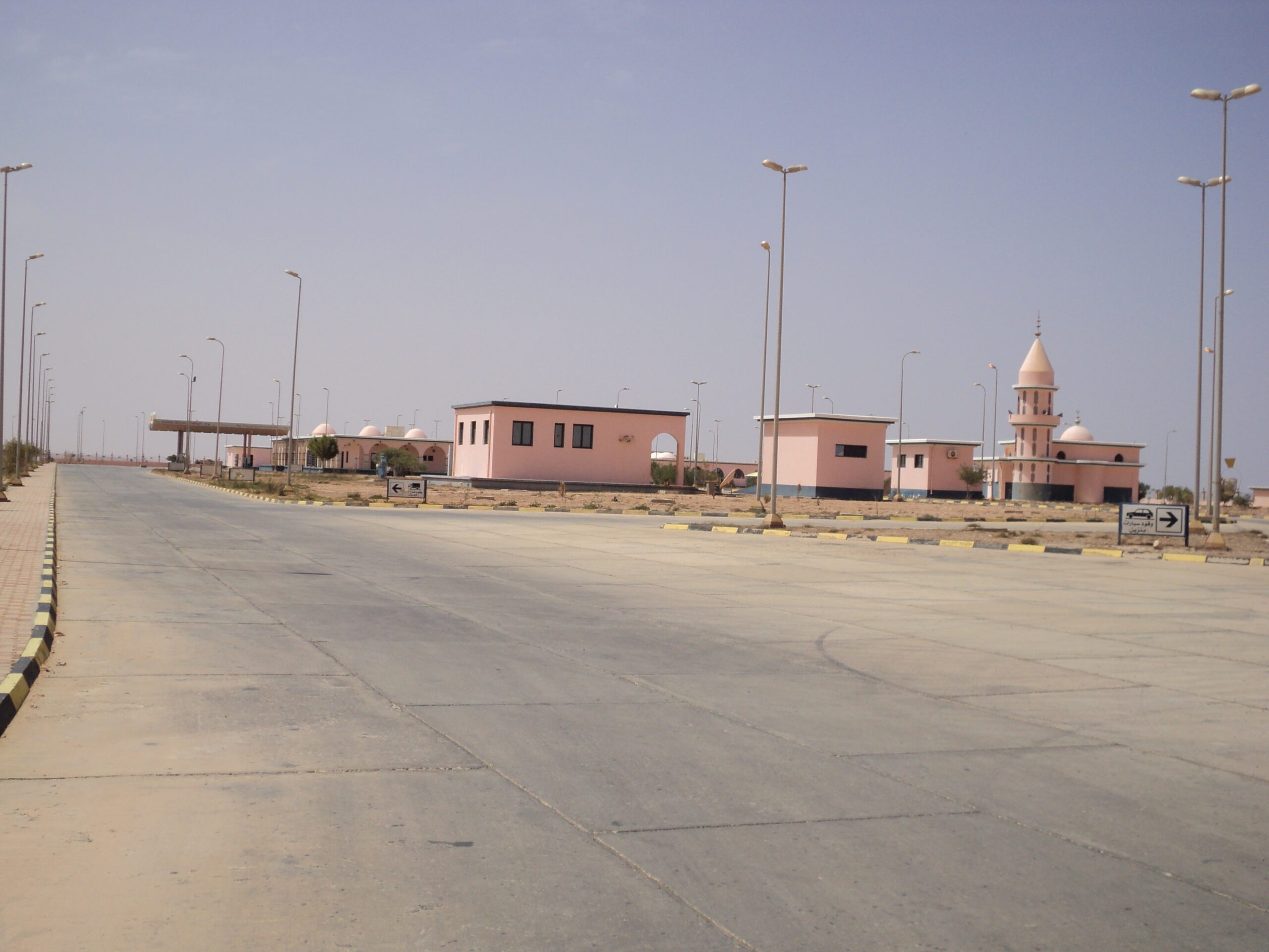 A roadside filling station on a highway in Libya