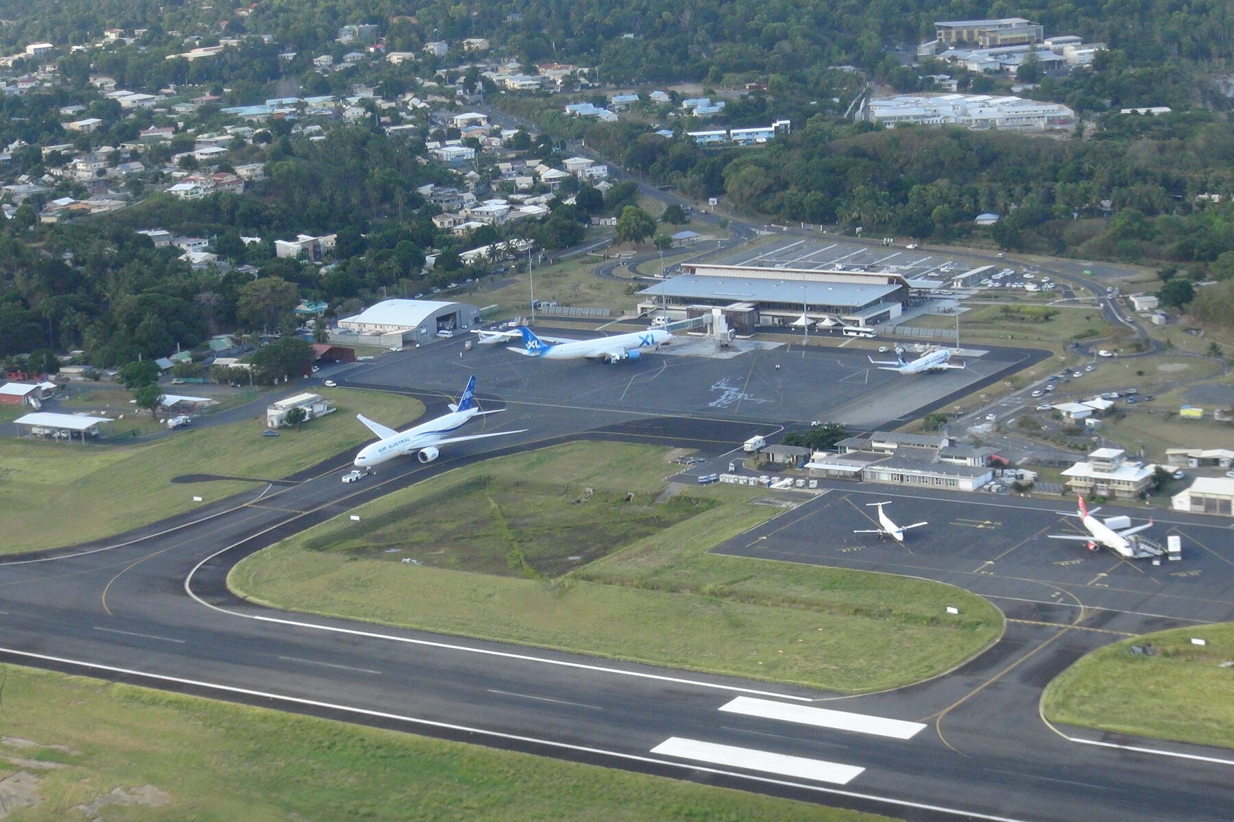 Dzaoudzi-Pamandzi airport, Mayotte, seen from the air