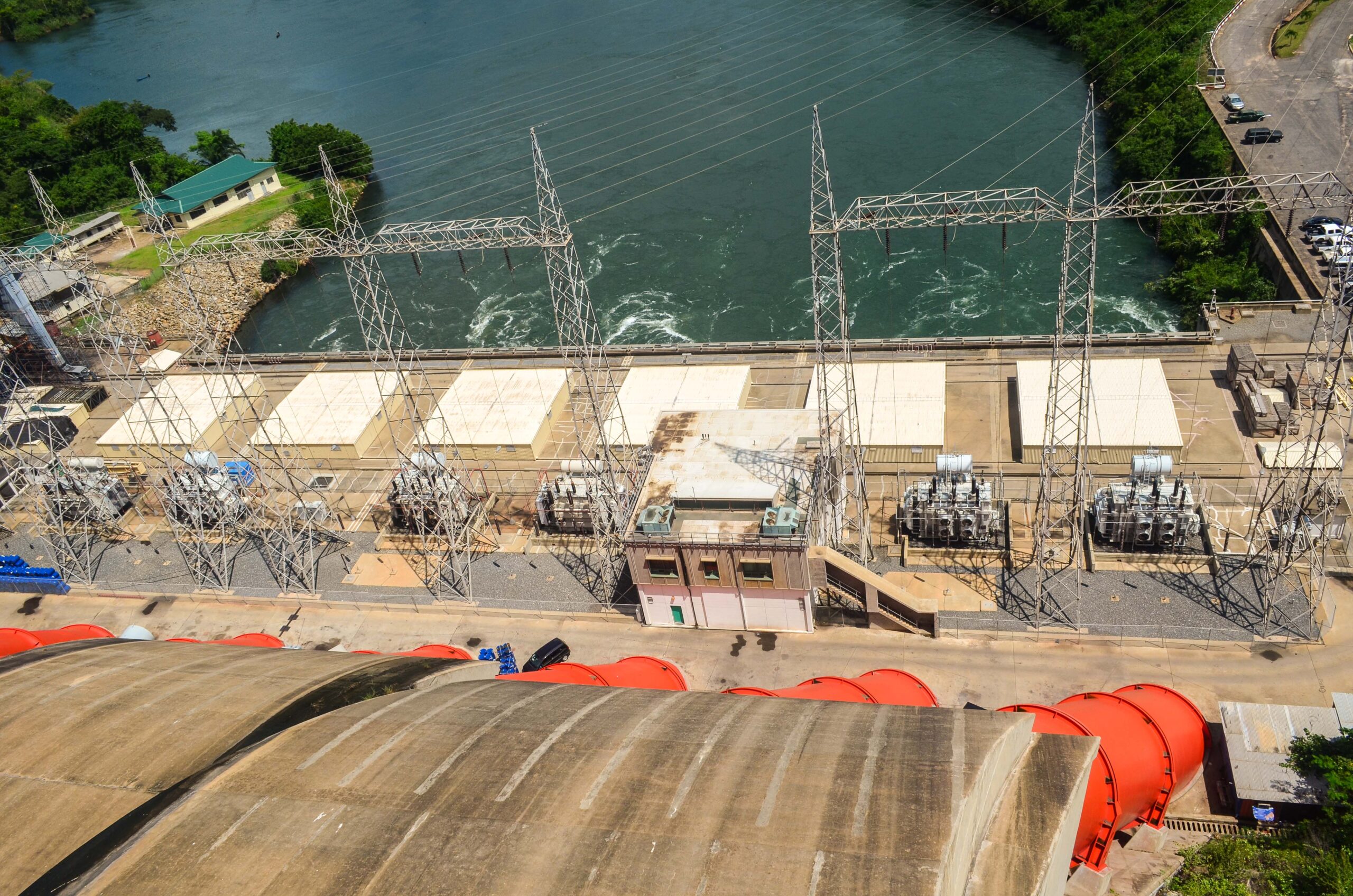 Ghana ECG private sector participation — high-voltage transmission towers carrying power across Ghana