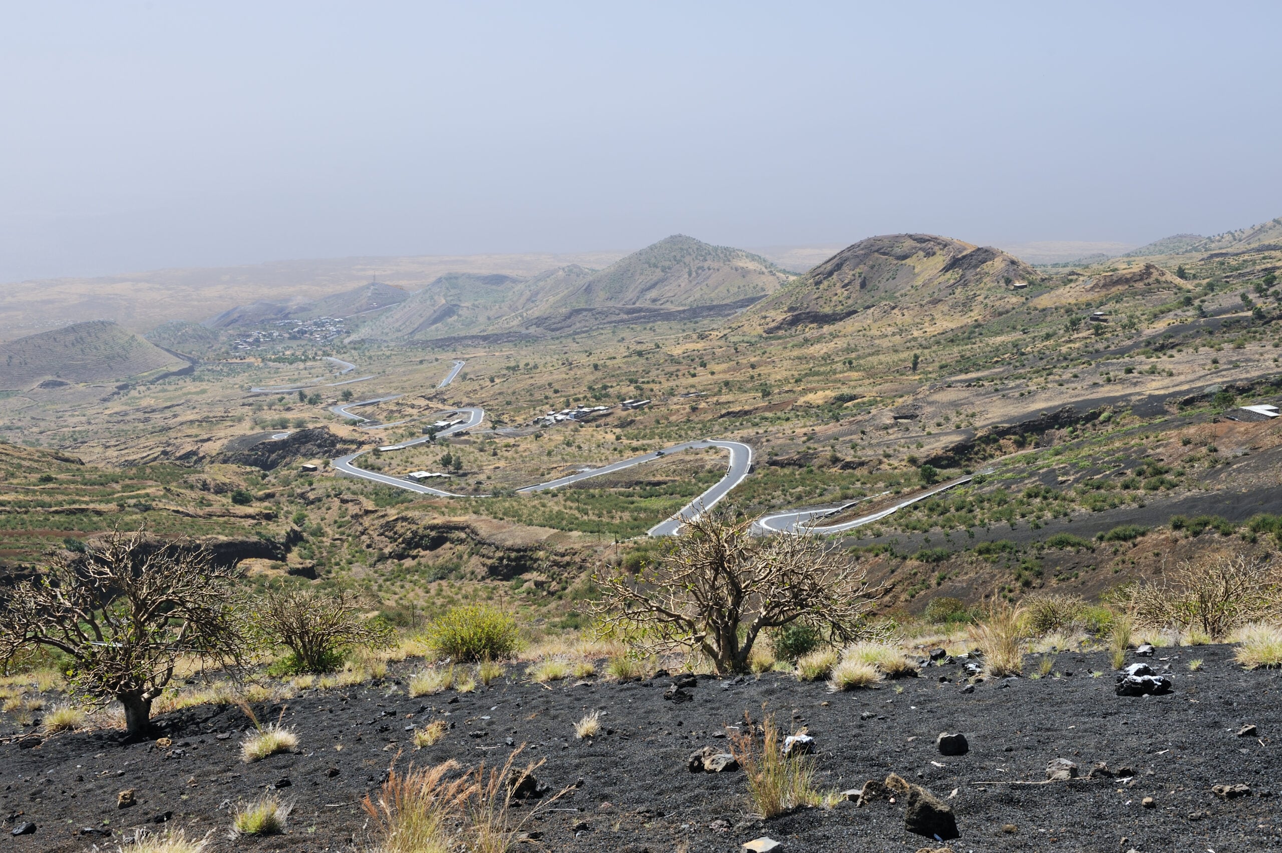 Cabo Verde bus crash site region, the road across the Fogo volcanic crater