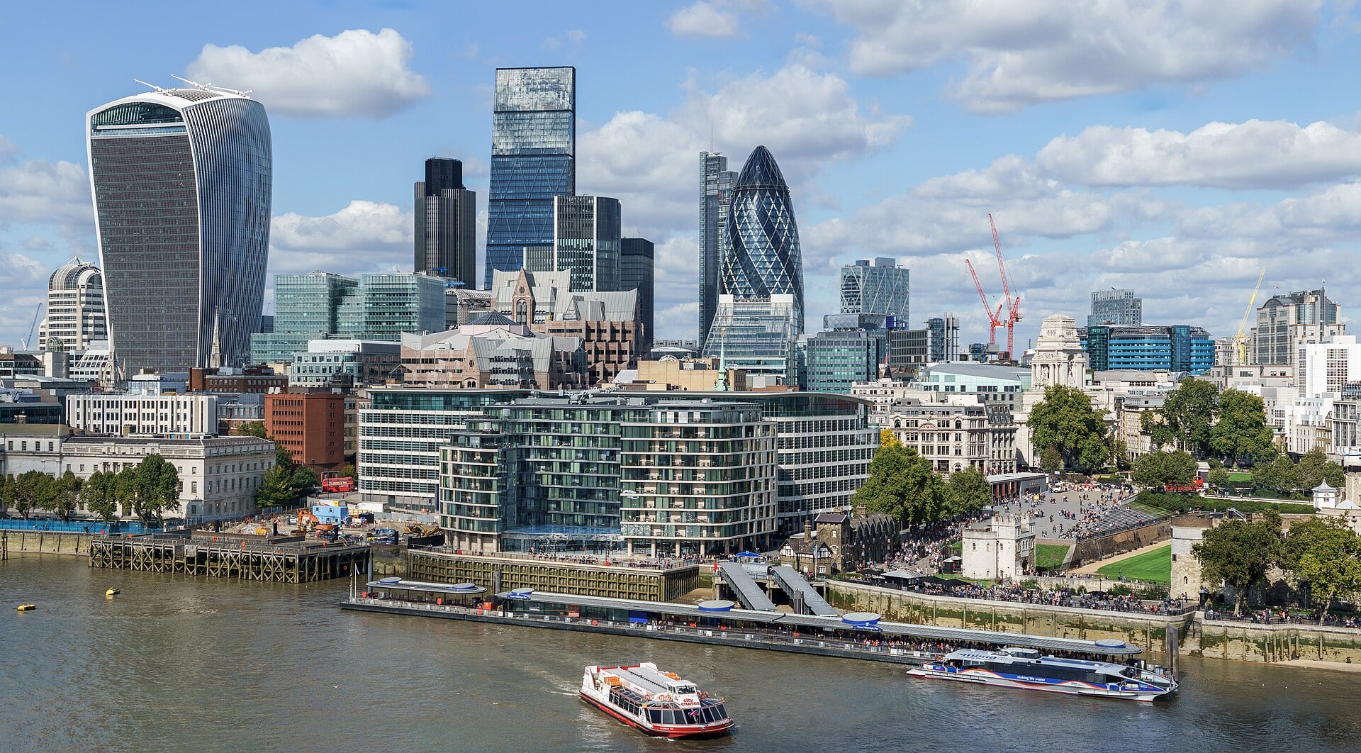 The City of London skyline and the Tower of London seen across the River Thames