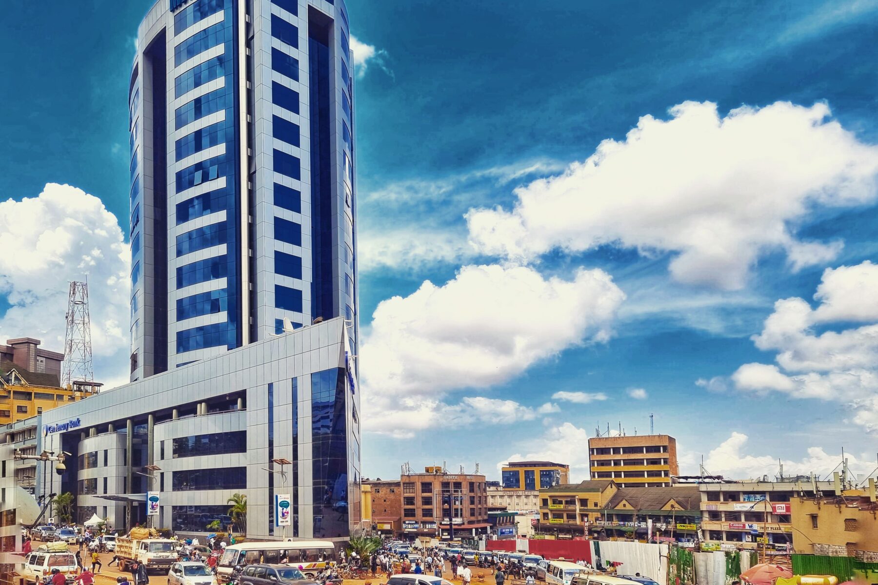 Mapeera House and the city centre of Kampala, Uganda