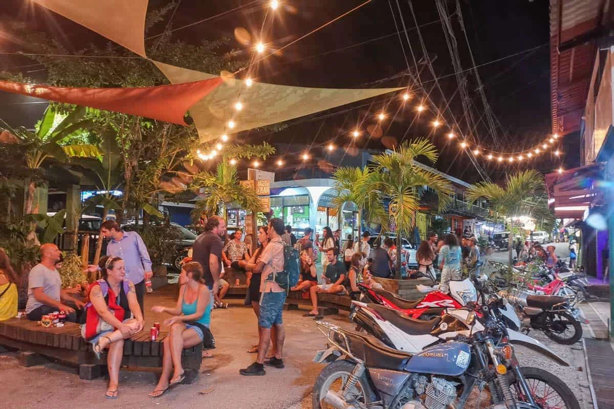 People-party-in-the-plaza-in-Montezuma-Costa-Rica