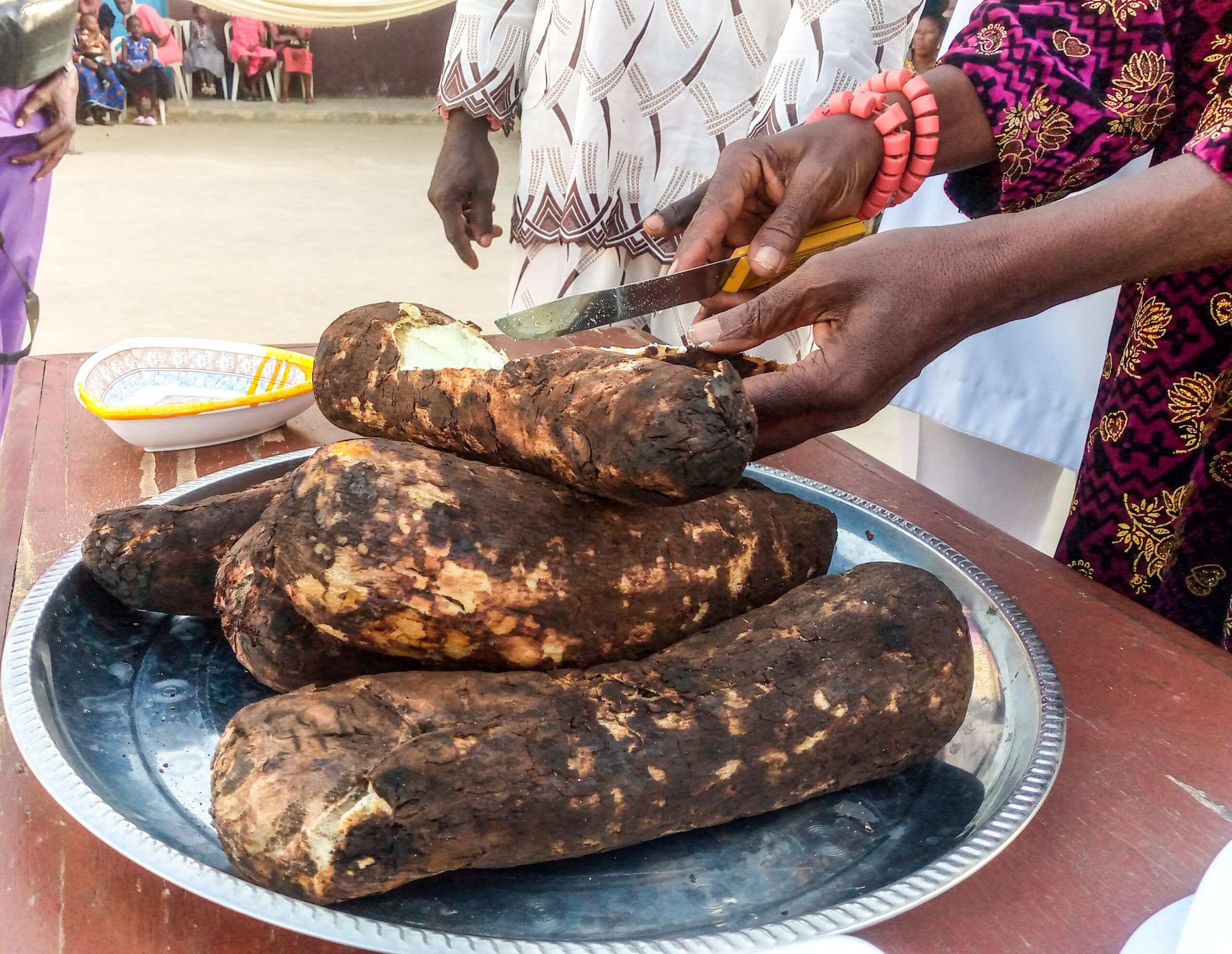Highest-grossing Igbo film — yams cut at a New Yam Festival in an Igbo community in Nigeria