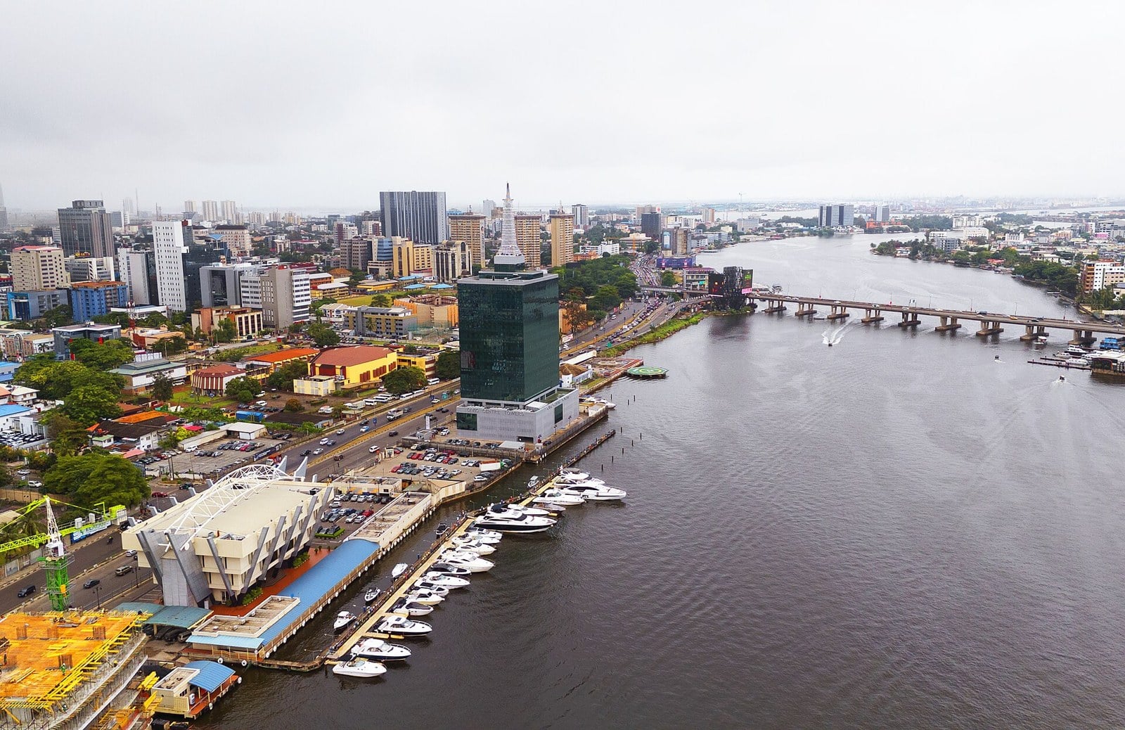 An aerial view of Victoria Island in Lagos, Nigeria