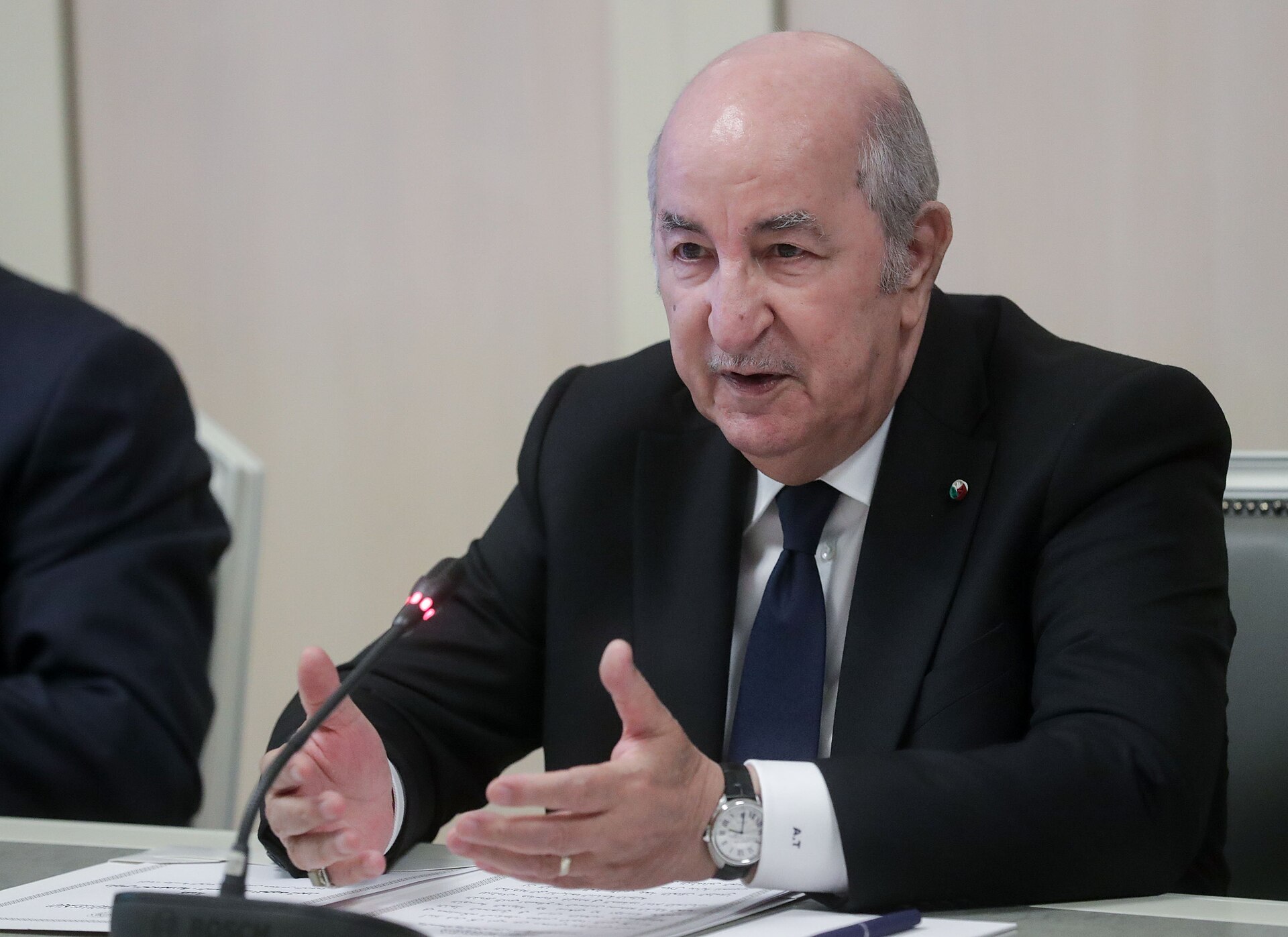 Algeria explained 2026 — President Abdelmadjid Tebboune speaking at talks in Moscow