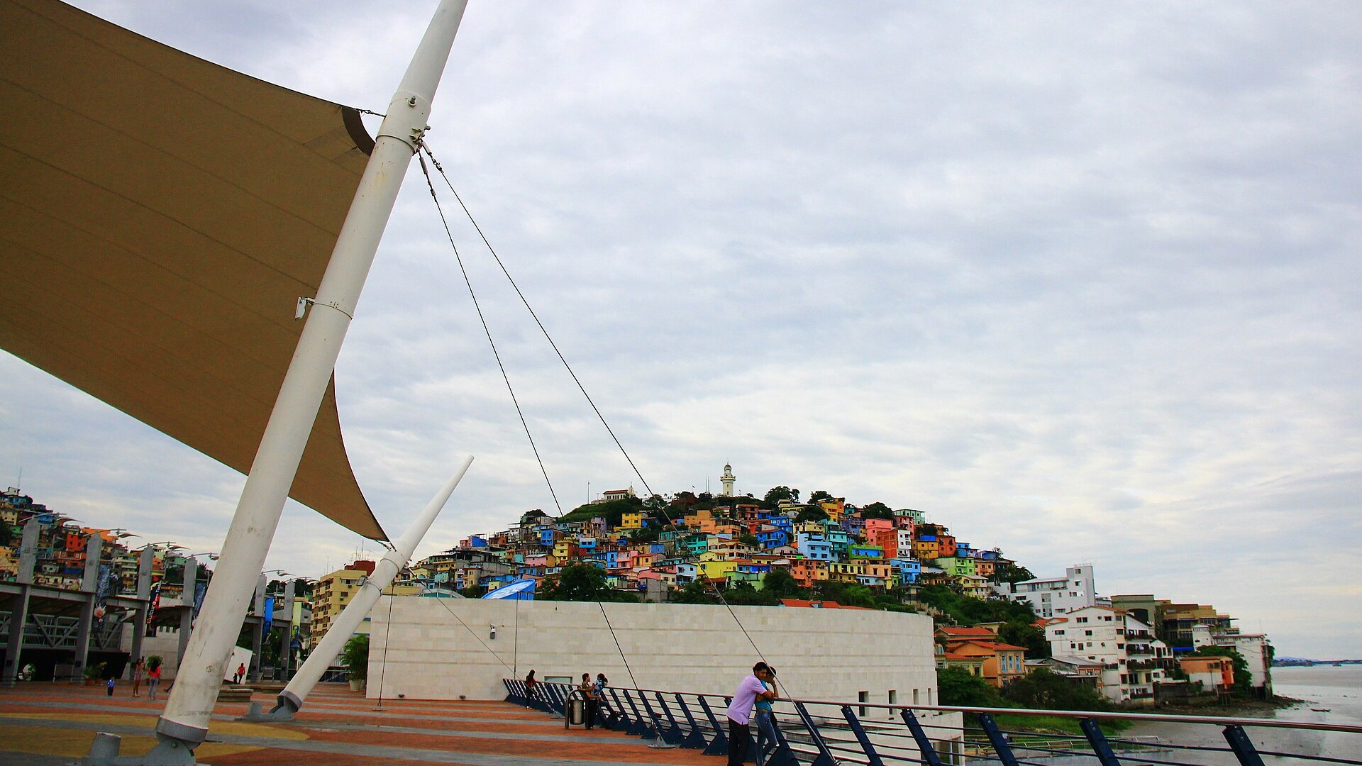 The Malecón 2000 riverside walk and the colourful houses of Cerro Santa Ana in Guayaquil, Ecuador, the city of the Anuel AA Guayaquil concert on 14 November 2026