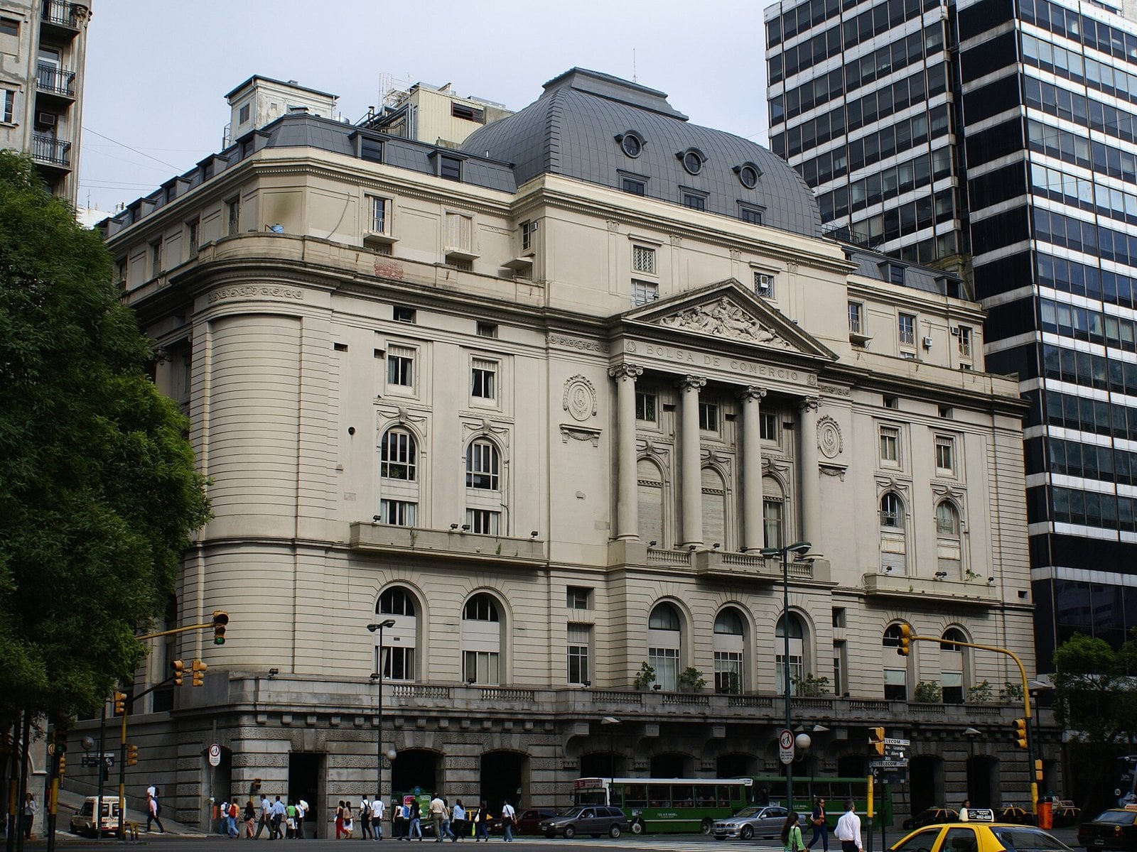 The Buenos Aires Stock Exchange (Bolsa de Comercio) building in the city's financial district.