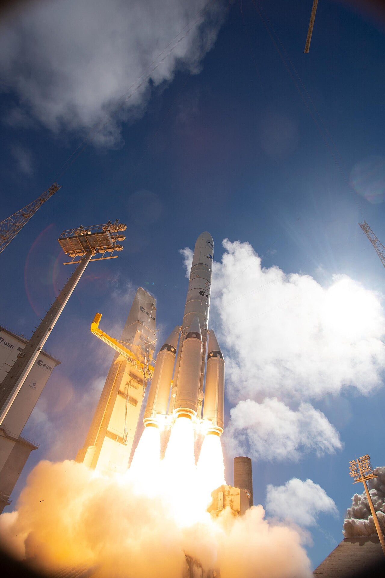Ariane 6 rocket lifting off from the Centre Spatial Guyanais launch pad near Kourou, French Guiana