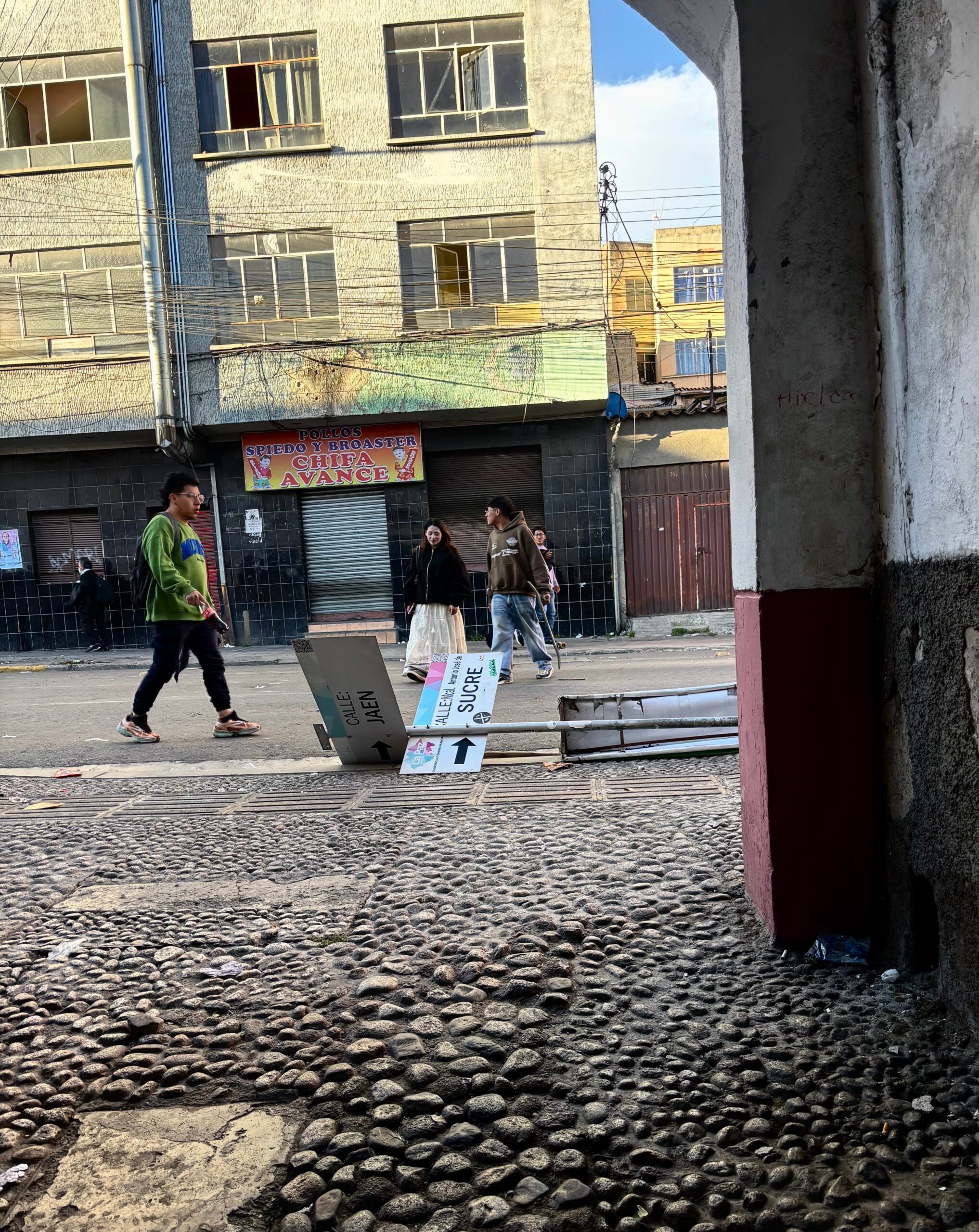 Street unrest near Plaza Murillo in La Paz, Bolivia, during 2026 protests