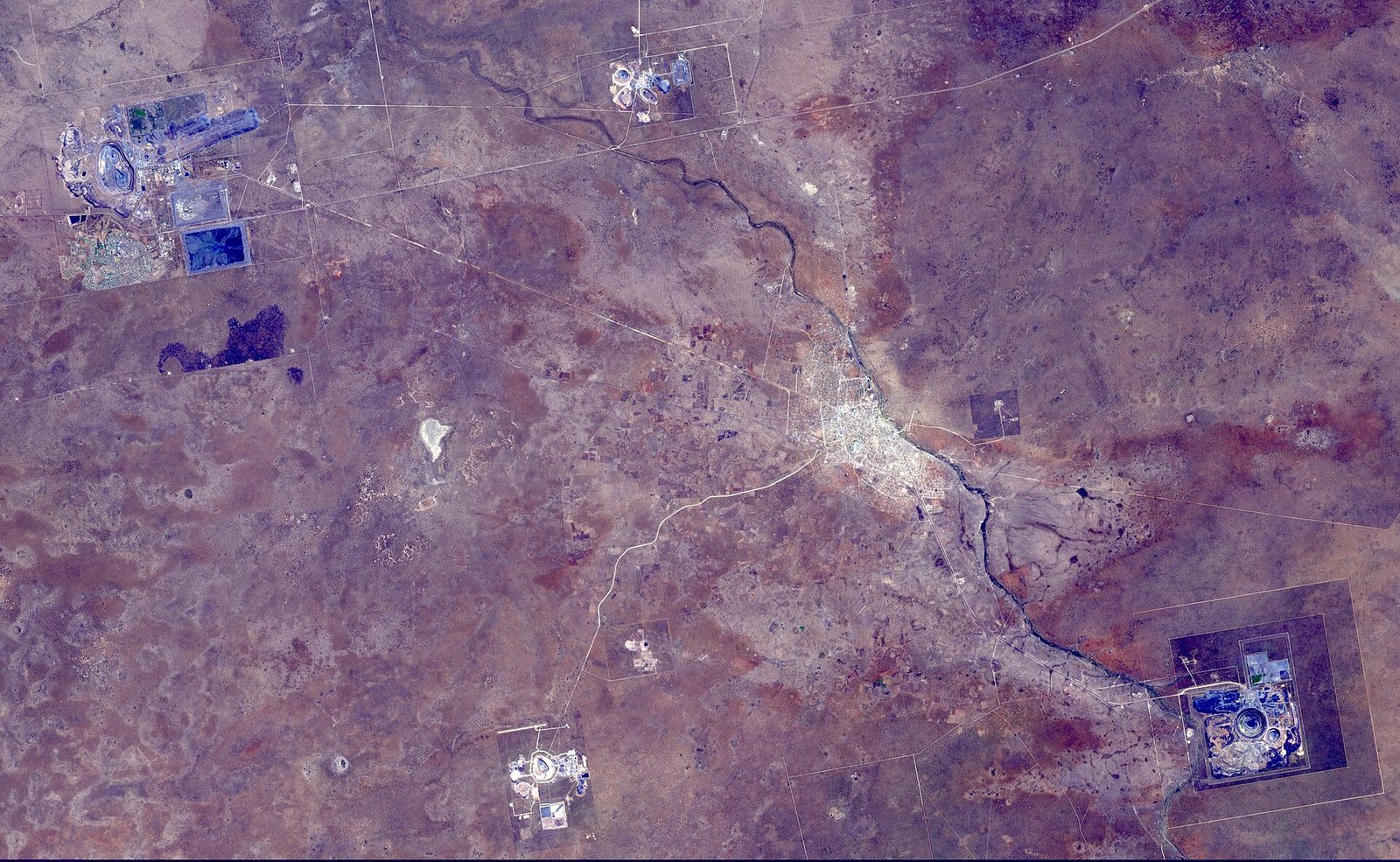 Satellite view of the Orapa diamond mine area in central Botswana