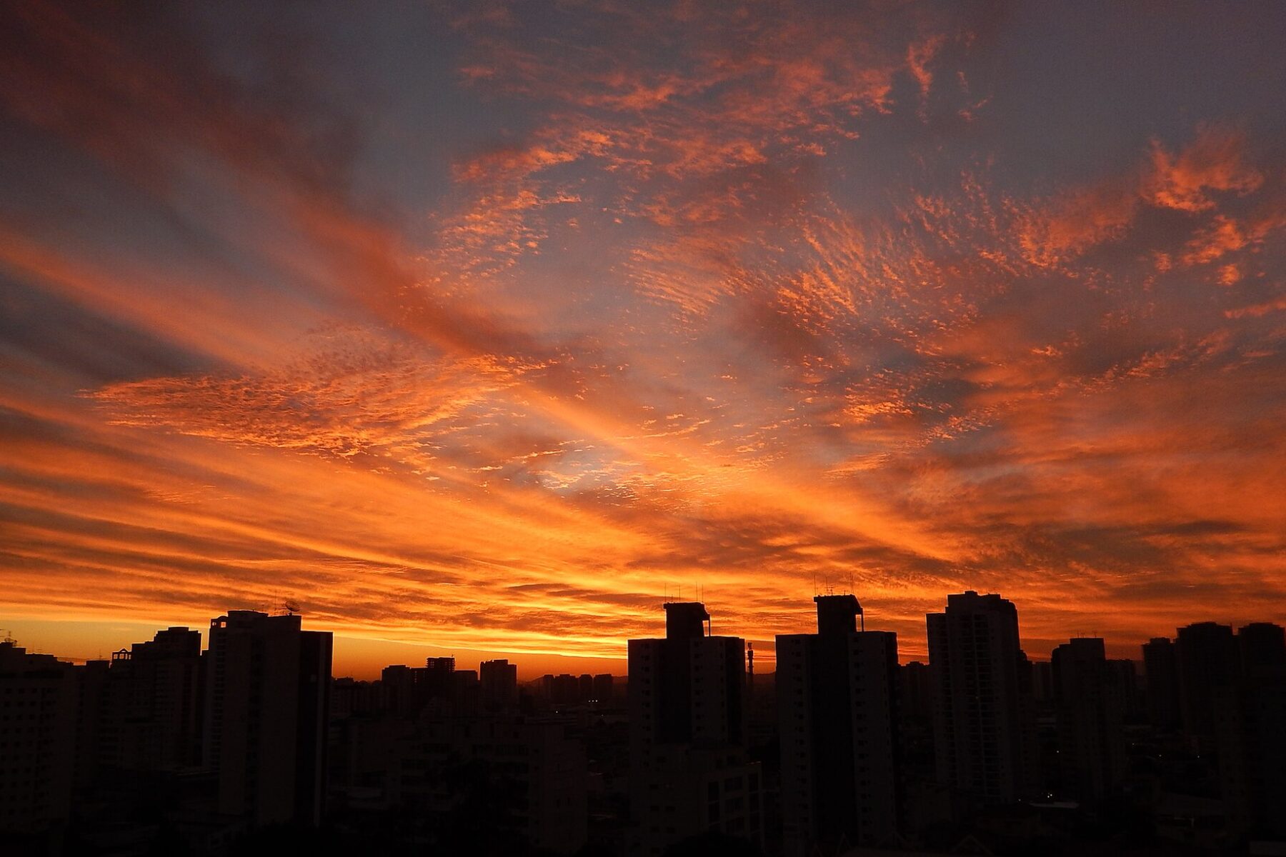 Sunrise over apartment towers in the Santa Cecília district of São Paulo
