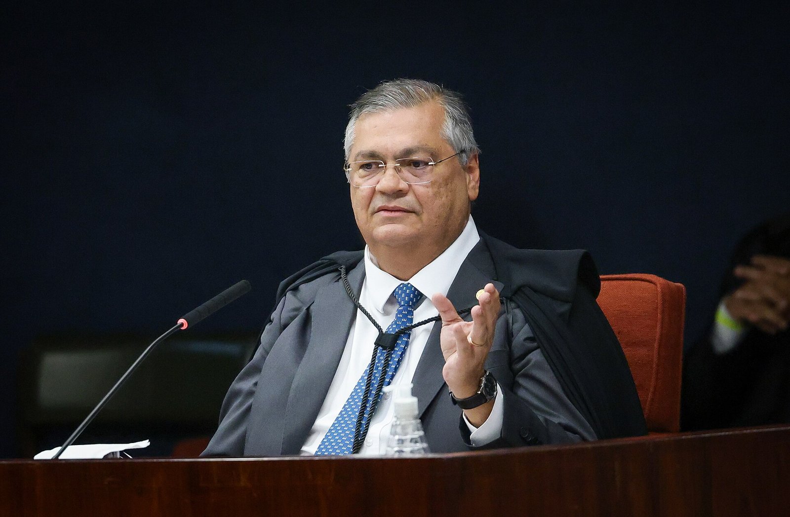 Brazil Supreme Court Justice Flávio Dino, in judicial robes, speaks at a session of the court in Brasília
