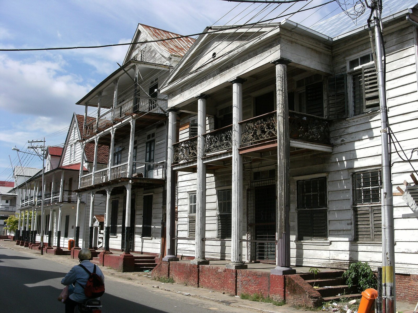 Historic wooden houses in central Paramaribo Suriname