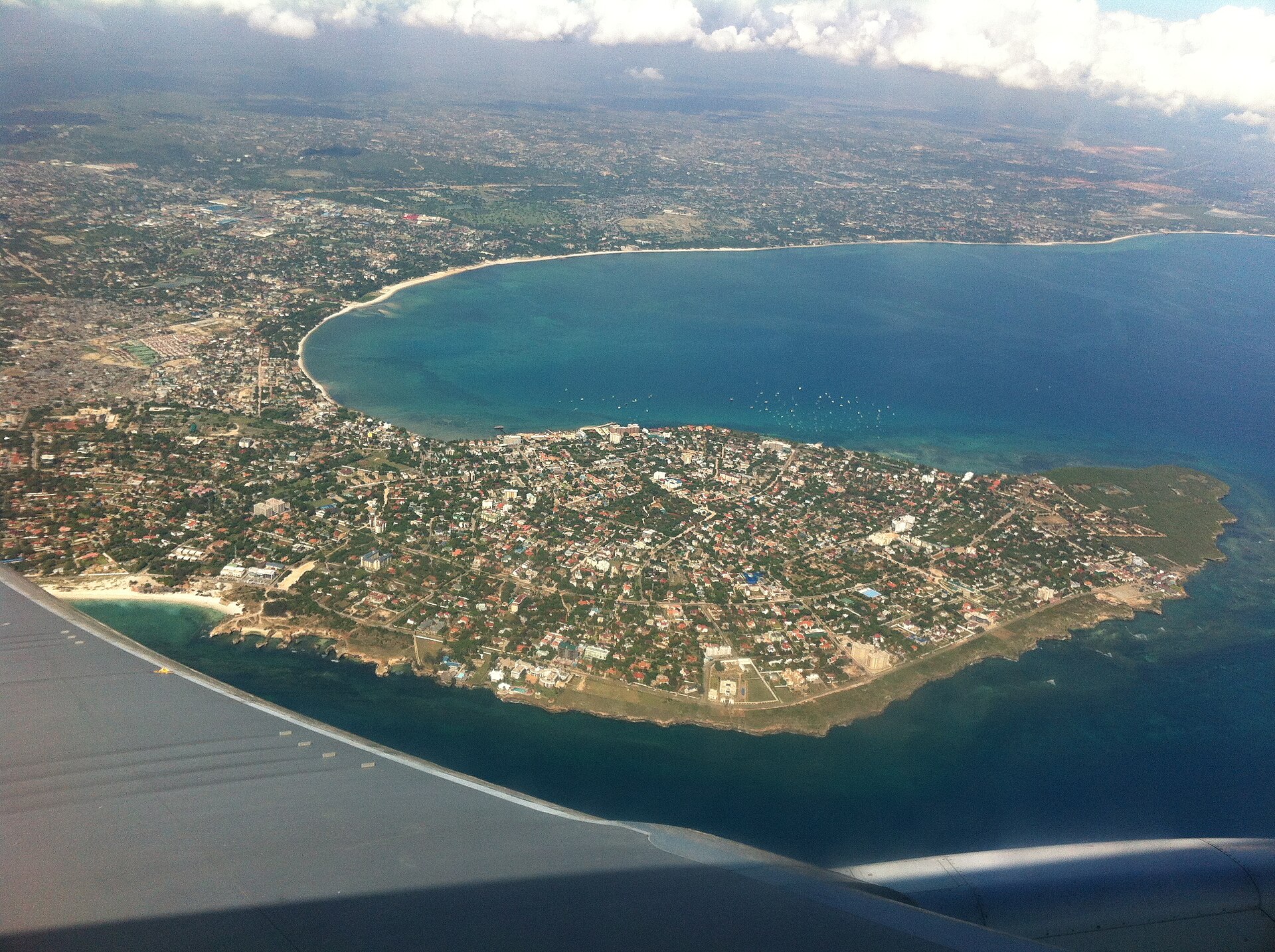 Buying property in Tanzania — aerial view of the Msasani Peninsula in Dar es Salaam