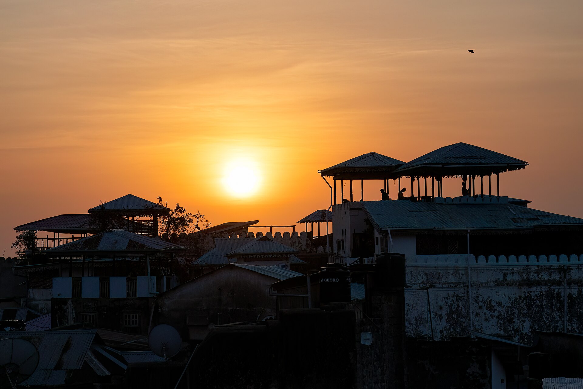 Zanzibar property for foreigners — Stone Town rooftops at sunset