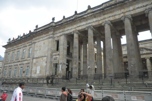 The colonnaded Capitolio Nacional in Bogotá, seat of Colombia's Congress