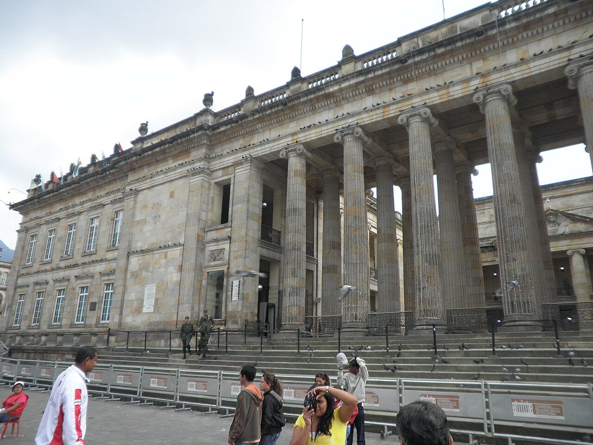 The colonnaded Capitolio Nacional in Bogotá, seat of Colombia's Congress