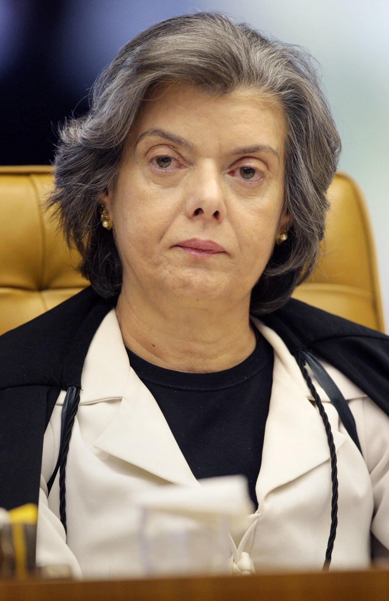 Justice Cármen Lúcia of Brazil's Supreme Court seated on the bench in judicial robes