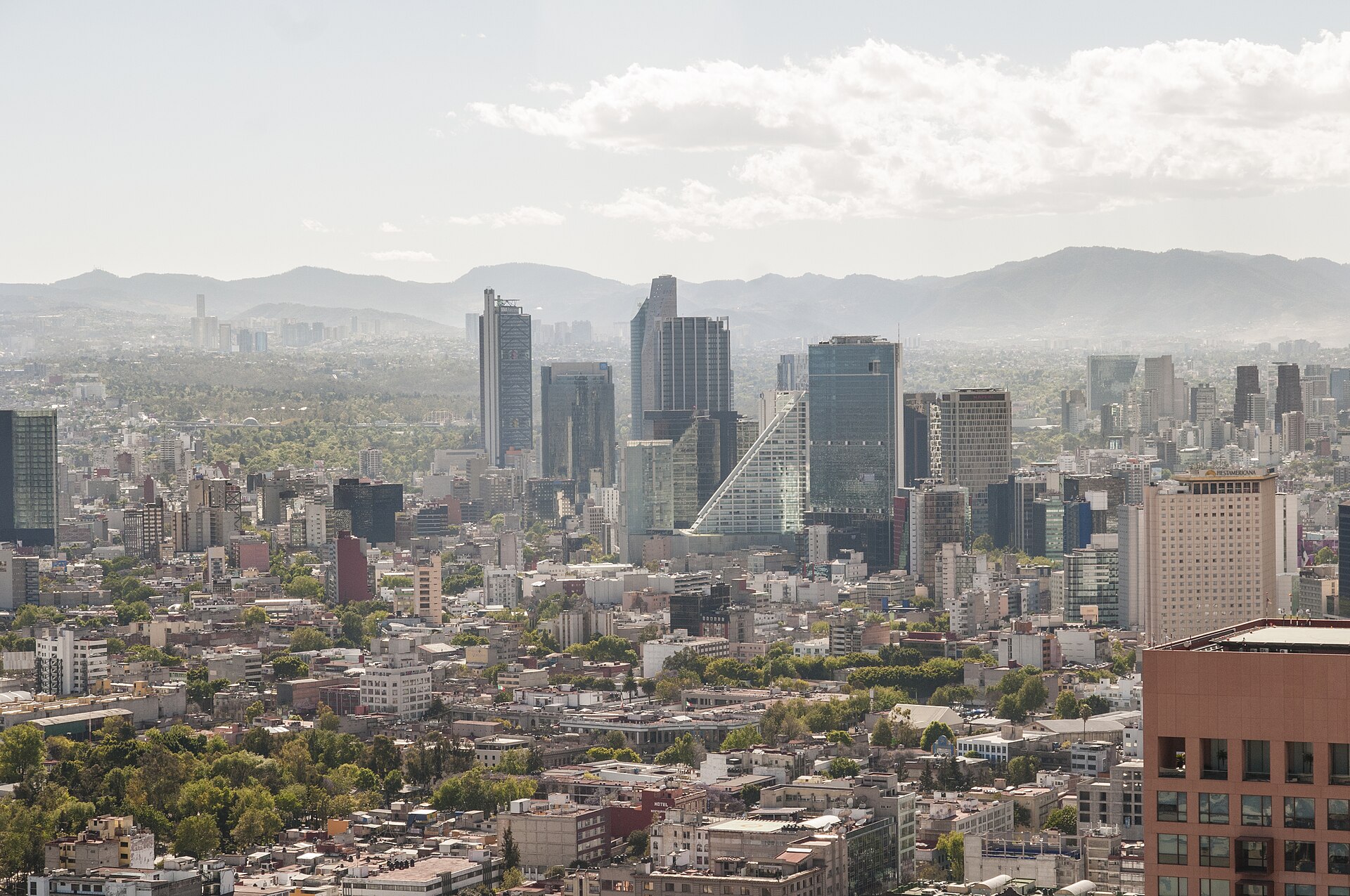 Office towers and the skyline of Mexico City