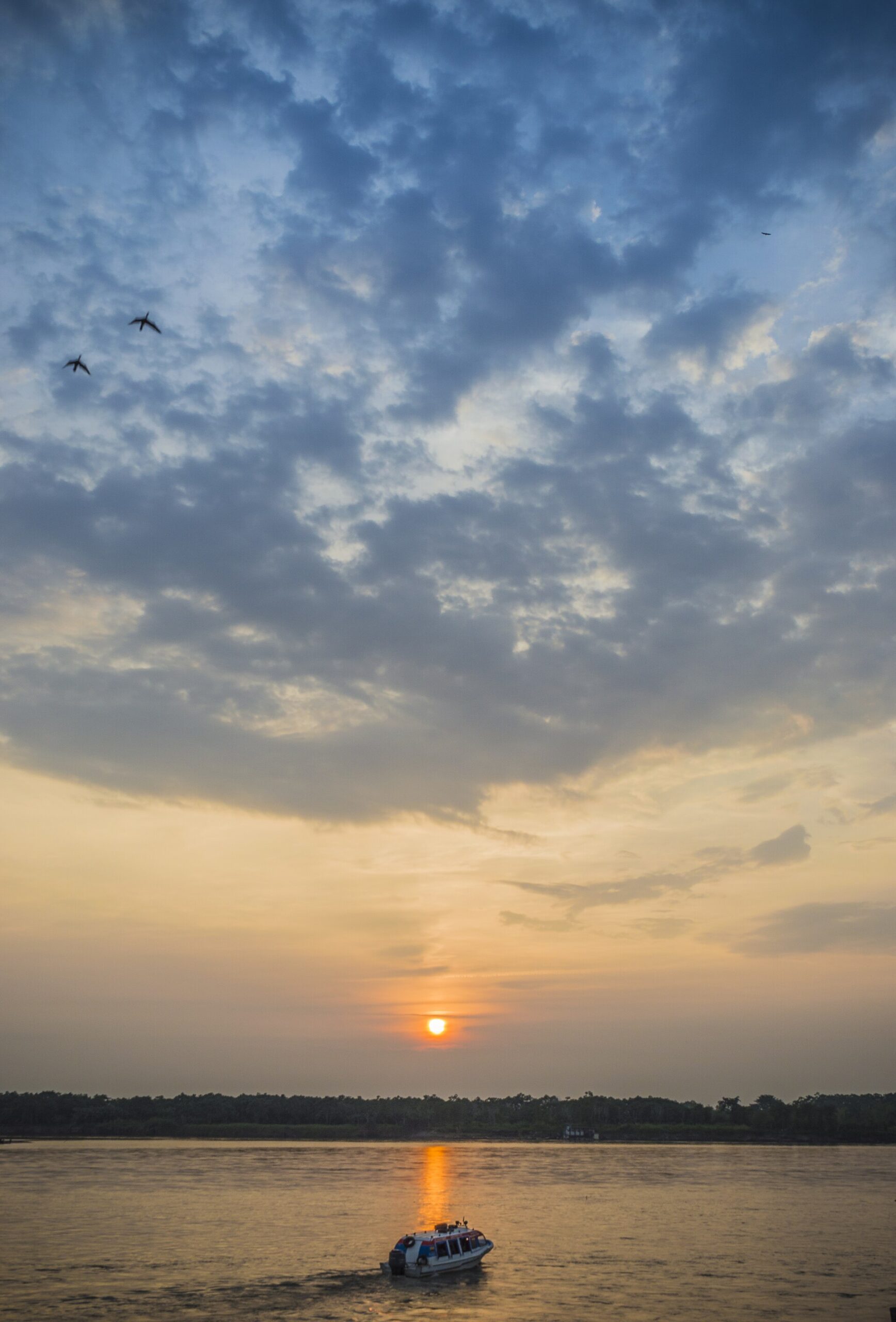 Sunset over the Magdalena river at the wharf in Barrancabermeja, Colombia