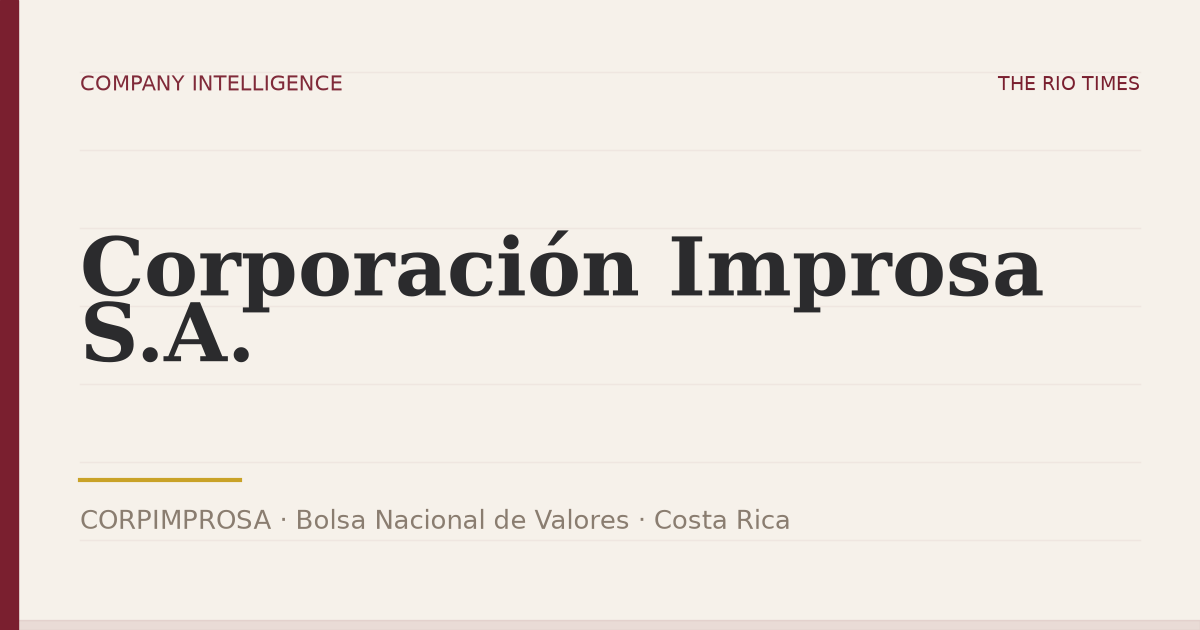 Corporación Improsa S.A. (CORPIMPROSA), listed on Bolsa Nacional de Valores, Costa Rica