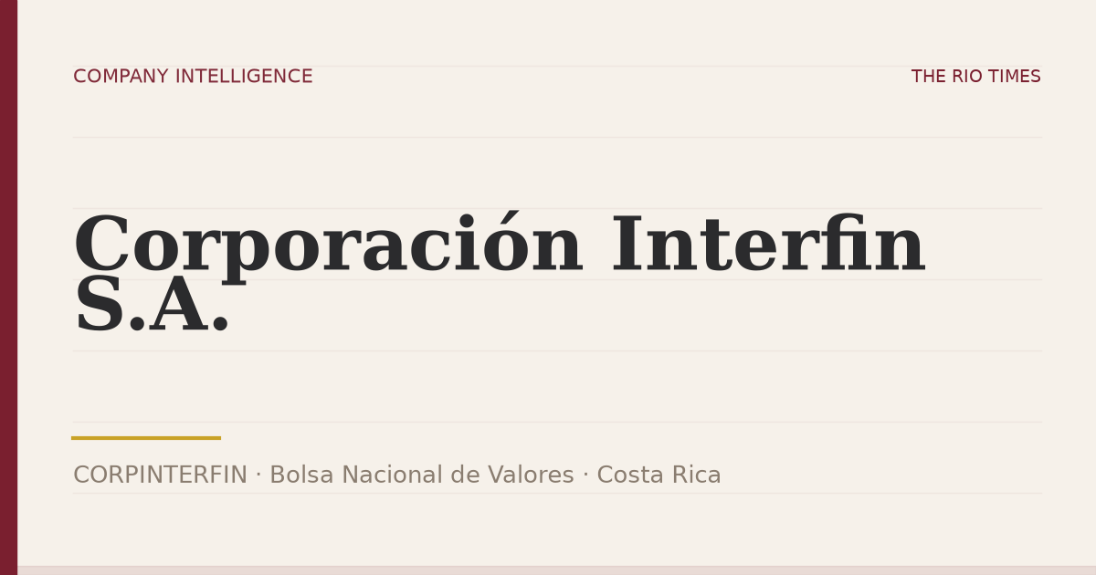 Corporación Interfin S.A. (CORPINTERFIN), listed on Bolsa Nacional de Valores, Costa Rica