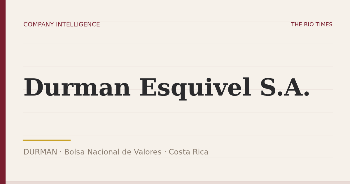 Durman Esquivel S.A. (DURMAN), listed on Bolsa Nacional de Valores, Costa Rica