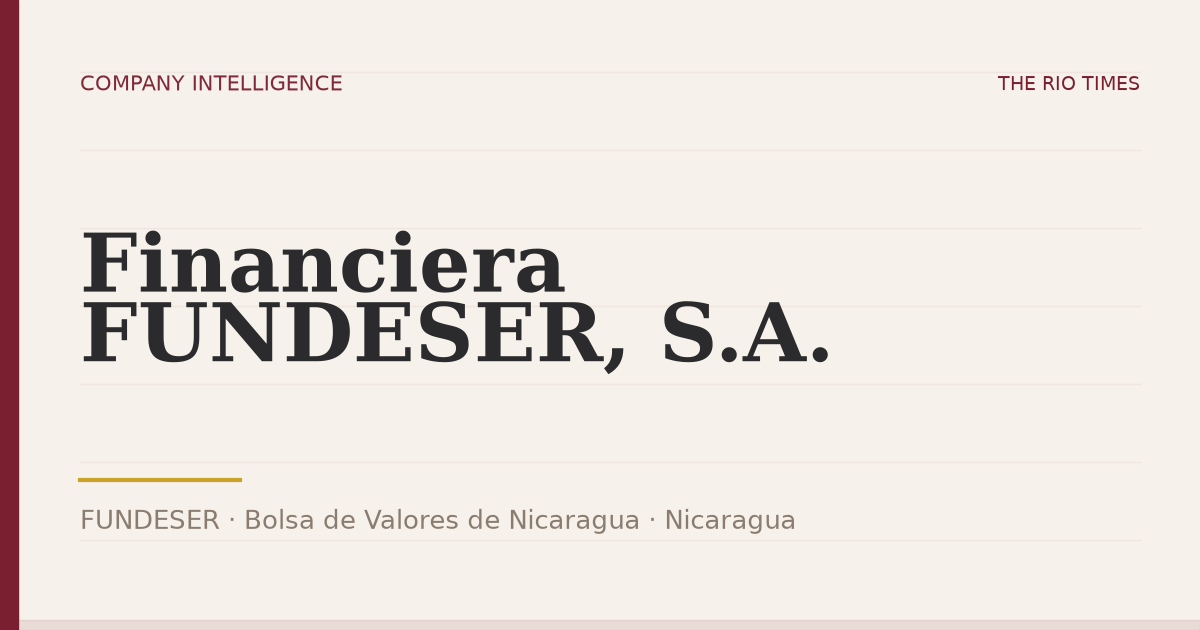 Financiera FUNDESER, S.A. (FUNDESER), listed on Bolsa de Valores de Nicaragua, Nicaragua