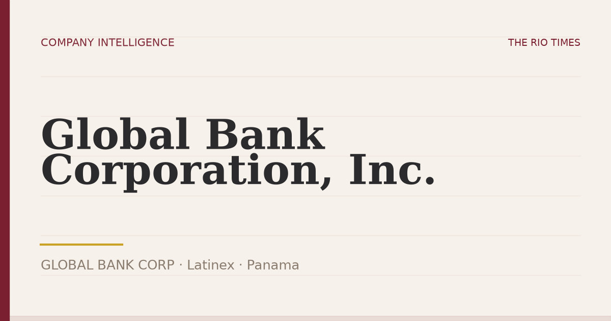 Global Bank Corporation, Inc. (GLOBAL BANK CORP), listed on Latinex, Panama