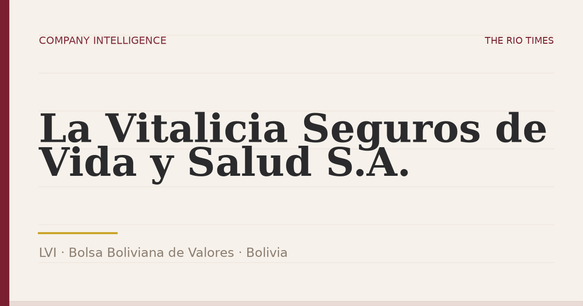 La Vitalicia Seguros de Vida y Salud S.A. (LVI), listed on Bolsa Boliviana de Valores, Bolivia