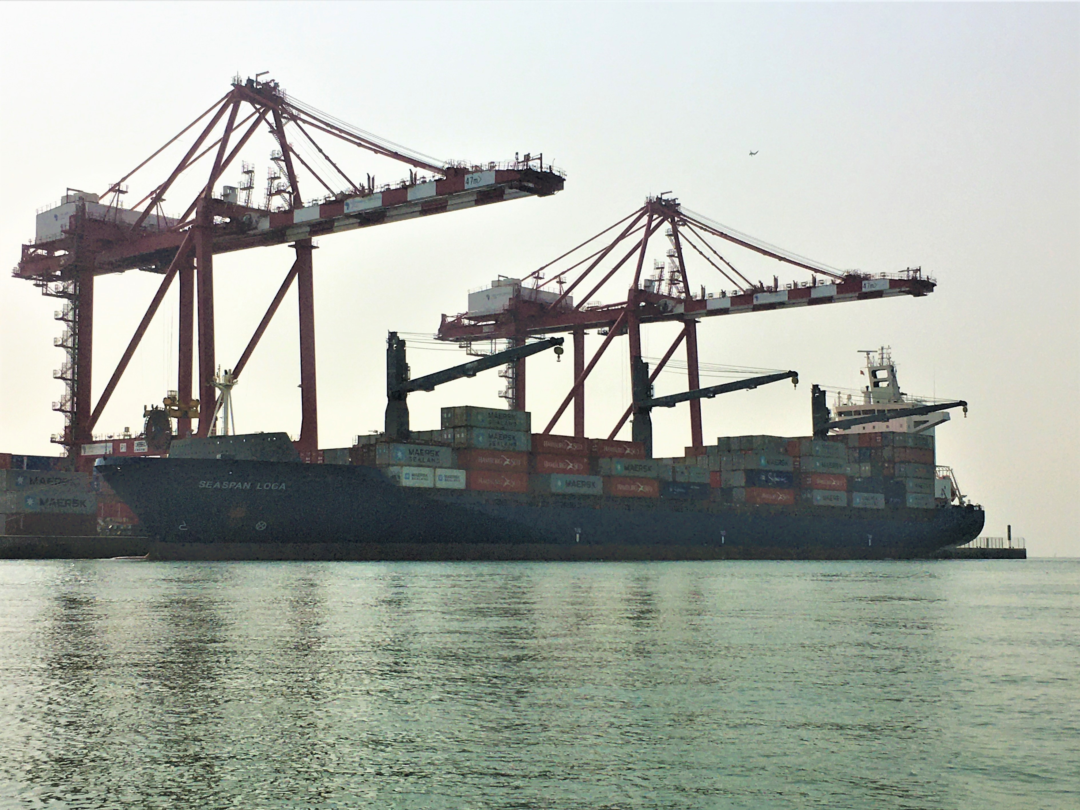 Container ship at the Port of Conakry, Guinea