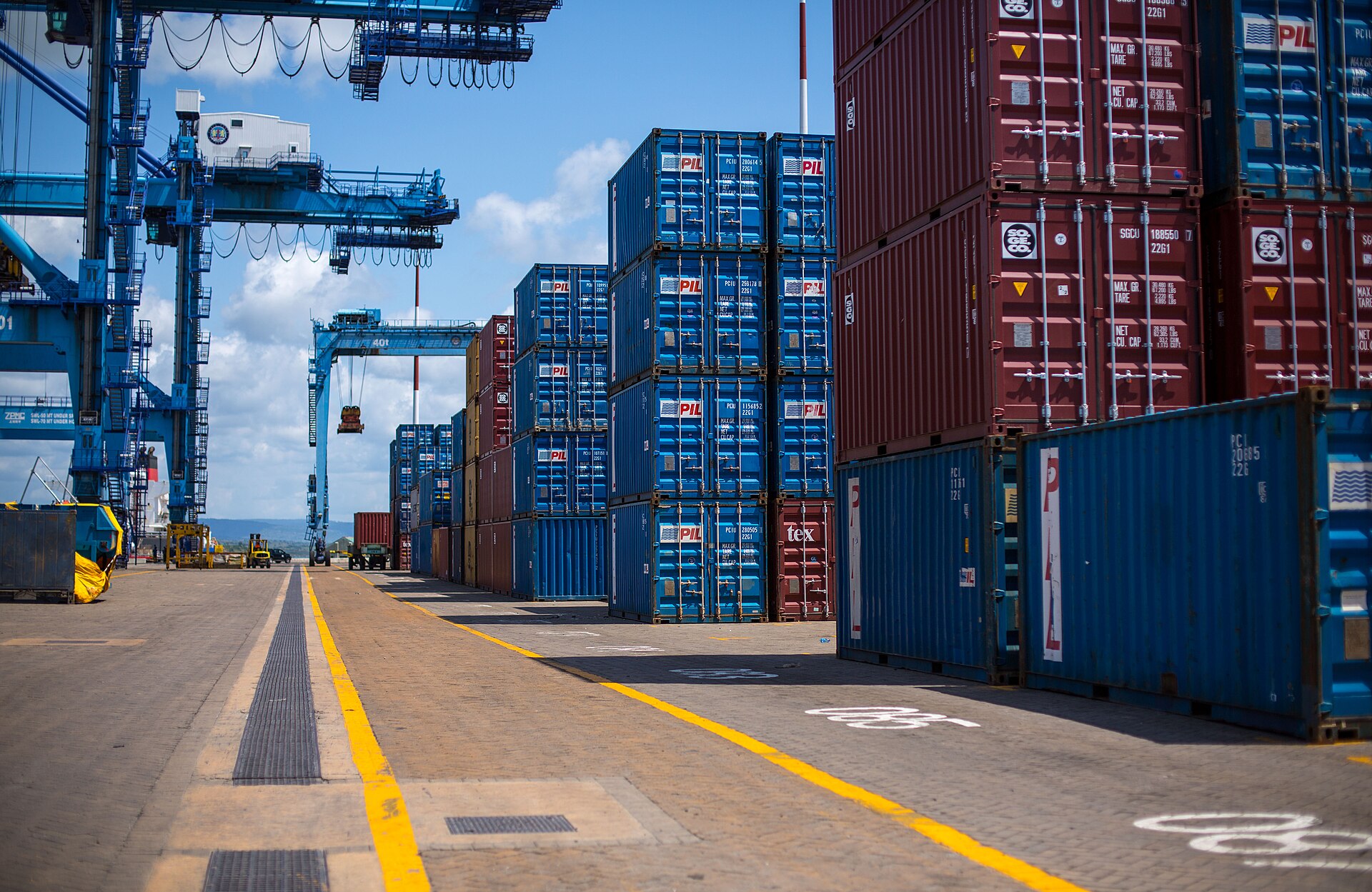 The port of Mombasa in Kenya, where empty containers are accumulating