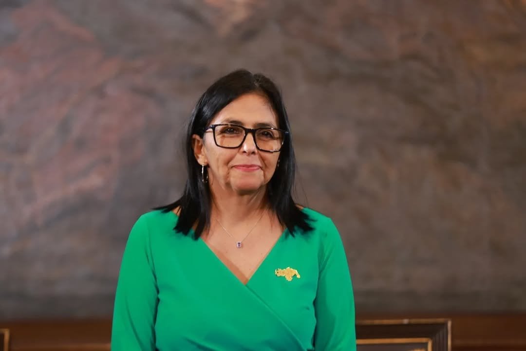 Delcy Rodríguez pictured at her inauguration as Venezuela's acting president