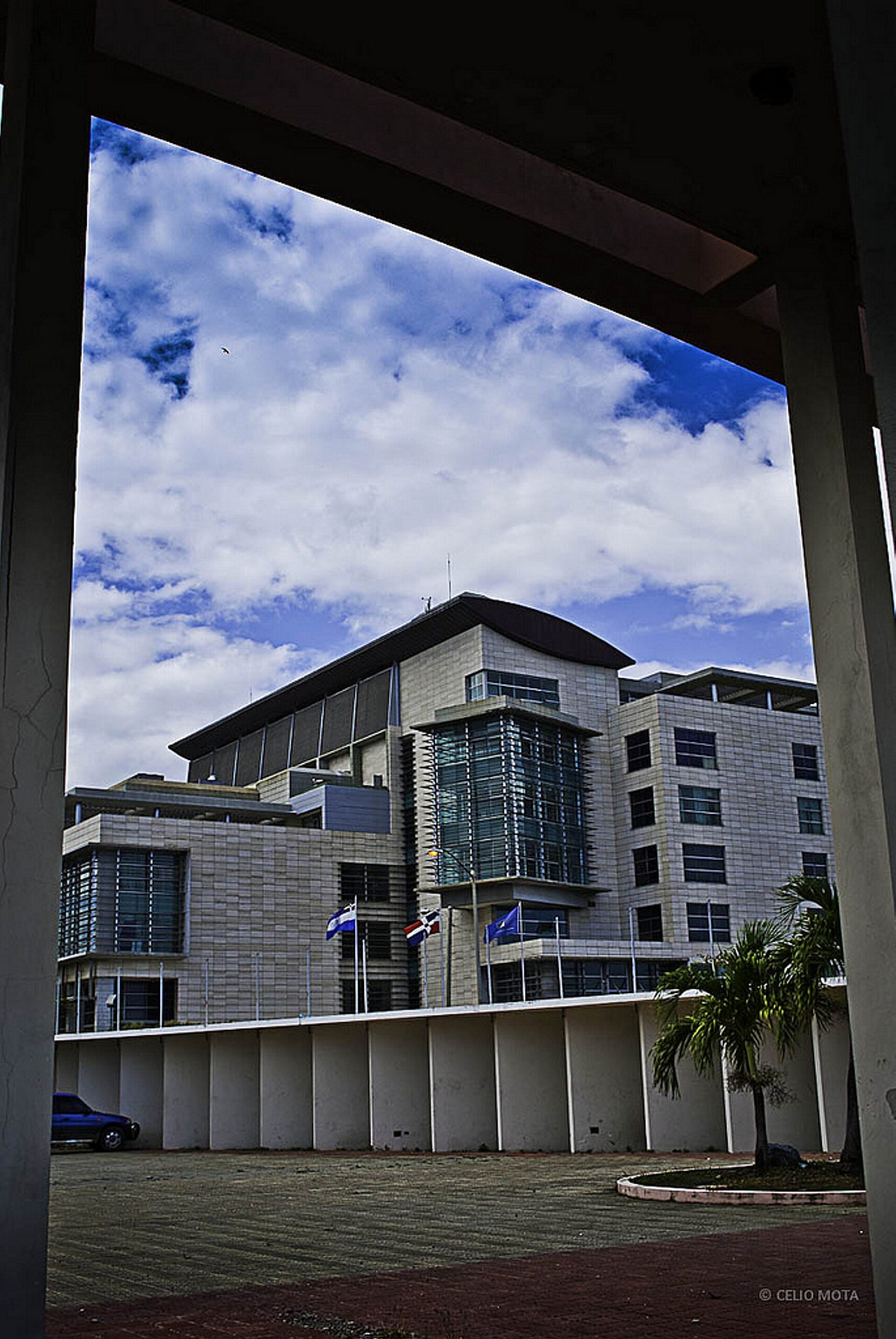 The Supreme Court building in Santo Domingo, Dominican Republic, seen through an arch