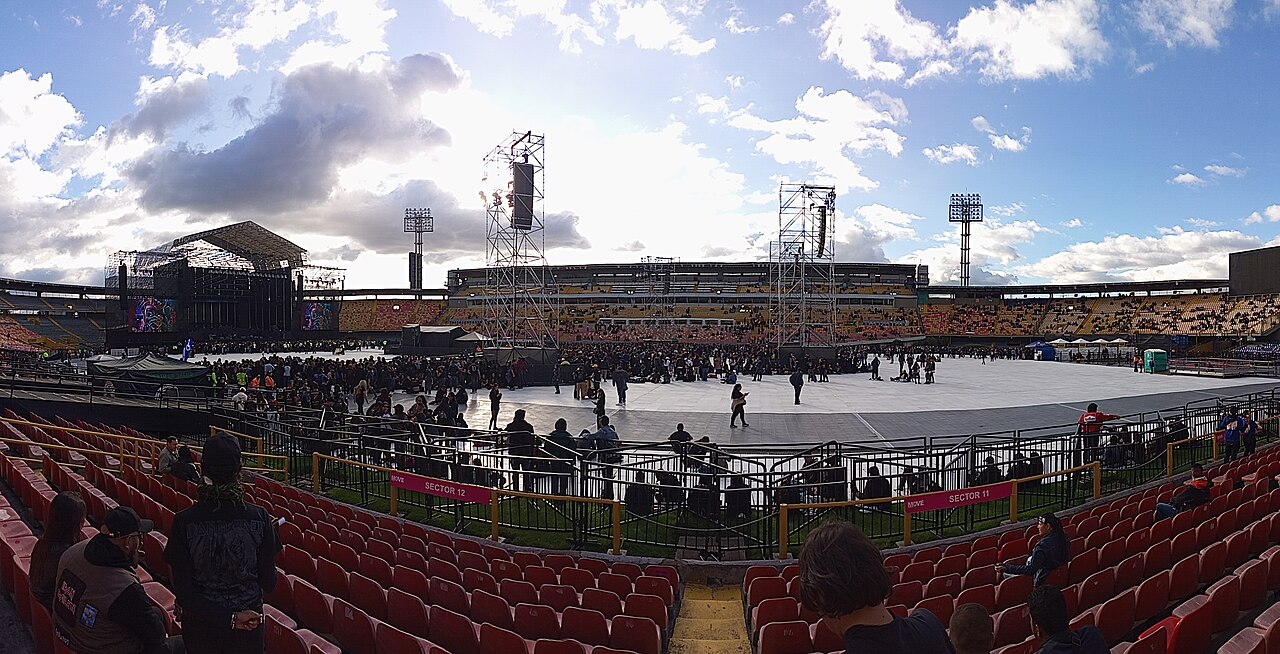 El Campín stadium in Bogotá set up for a concert, the venue of the Ryan Castro El Campín show