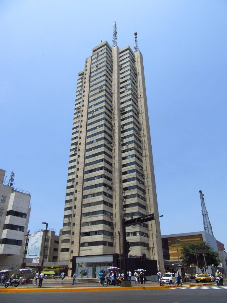 Tall building against a clear blue sky