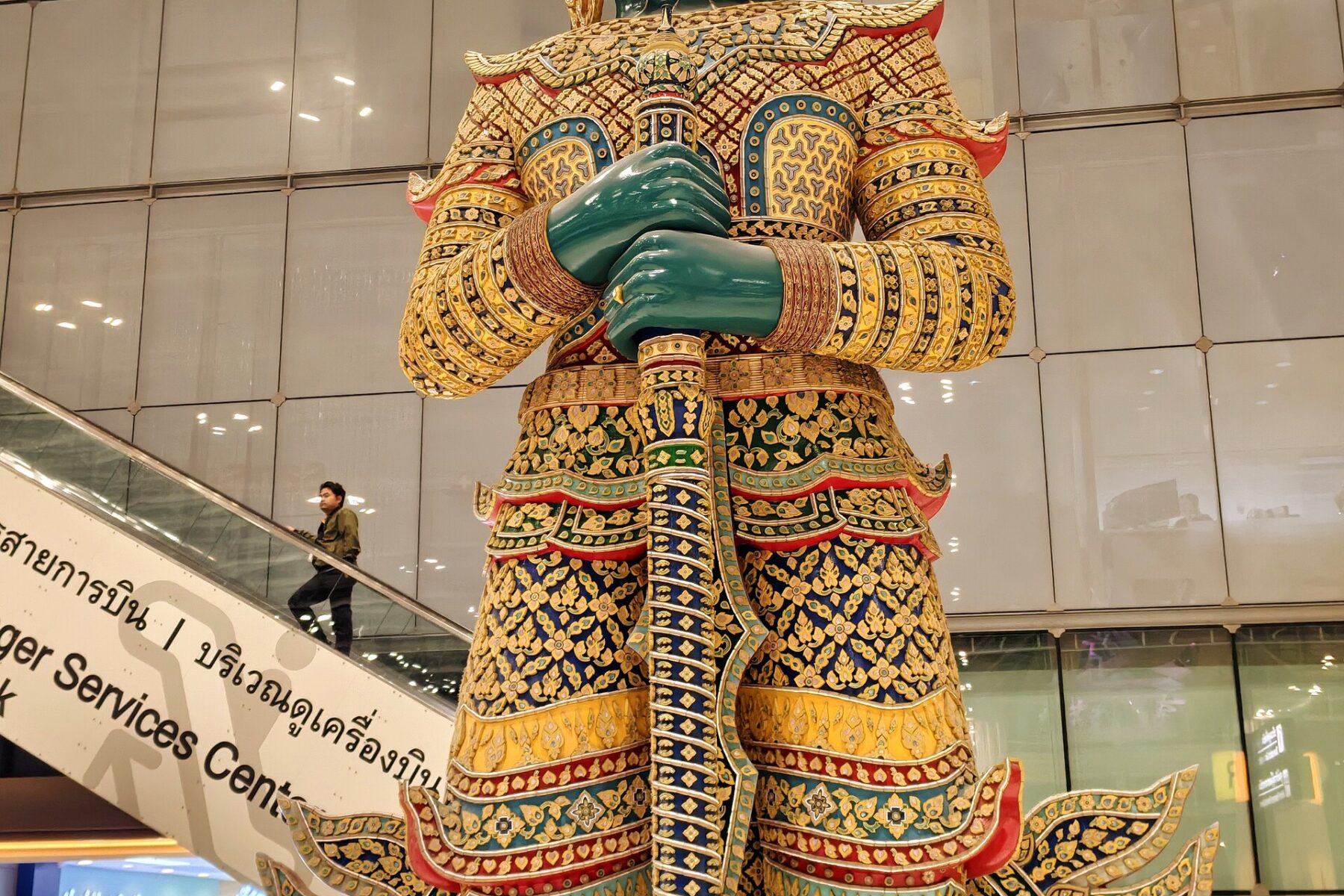 A statue at Suvarnabhumi Airport in Bangkok