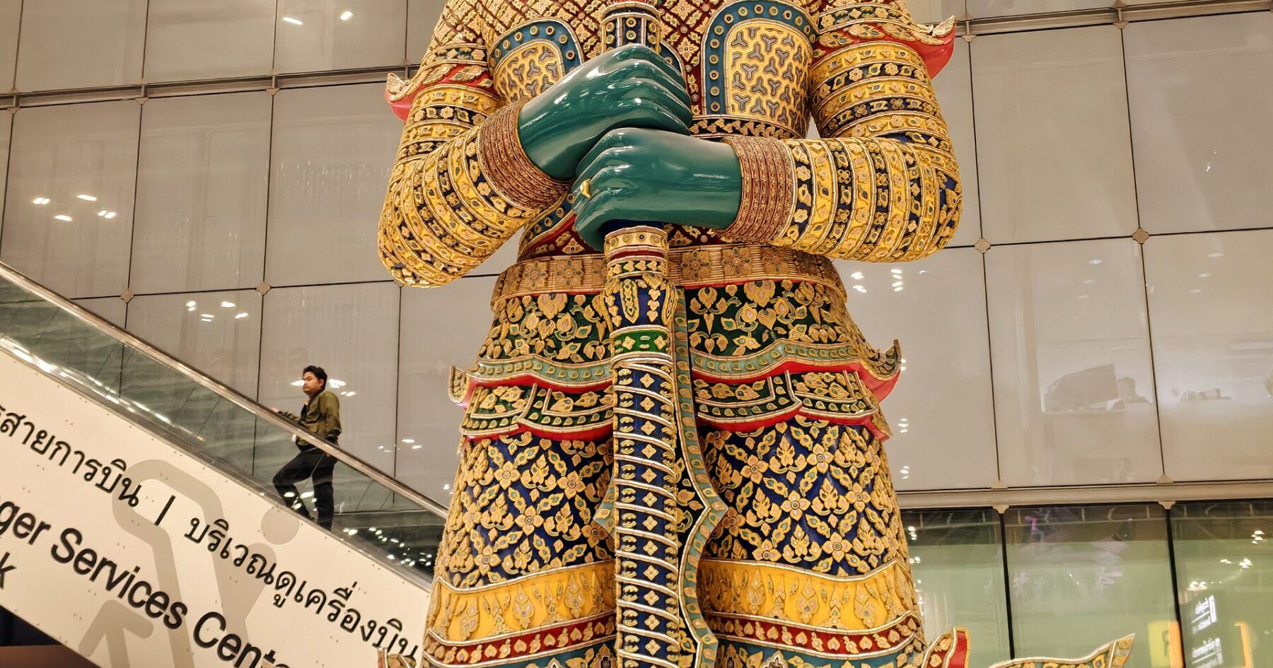 A statue at Suvarnabhumi Airport in Bangkok