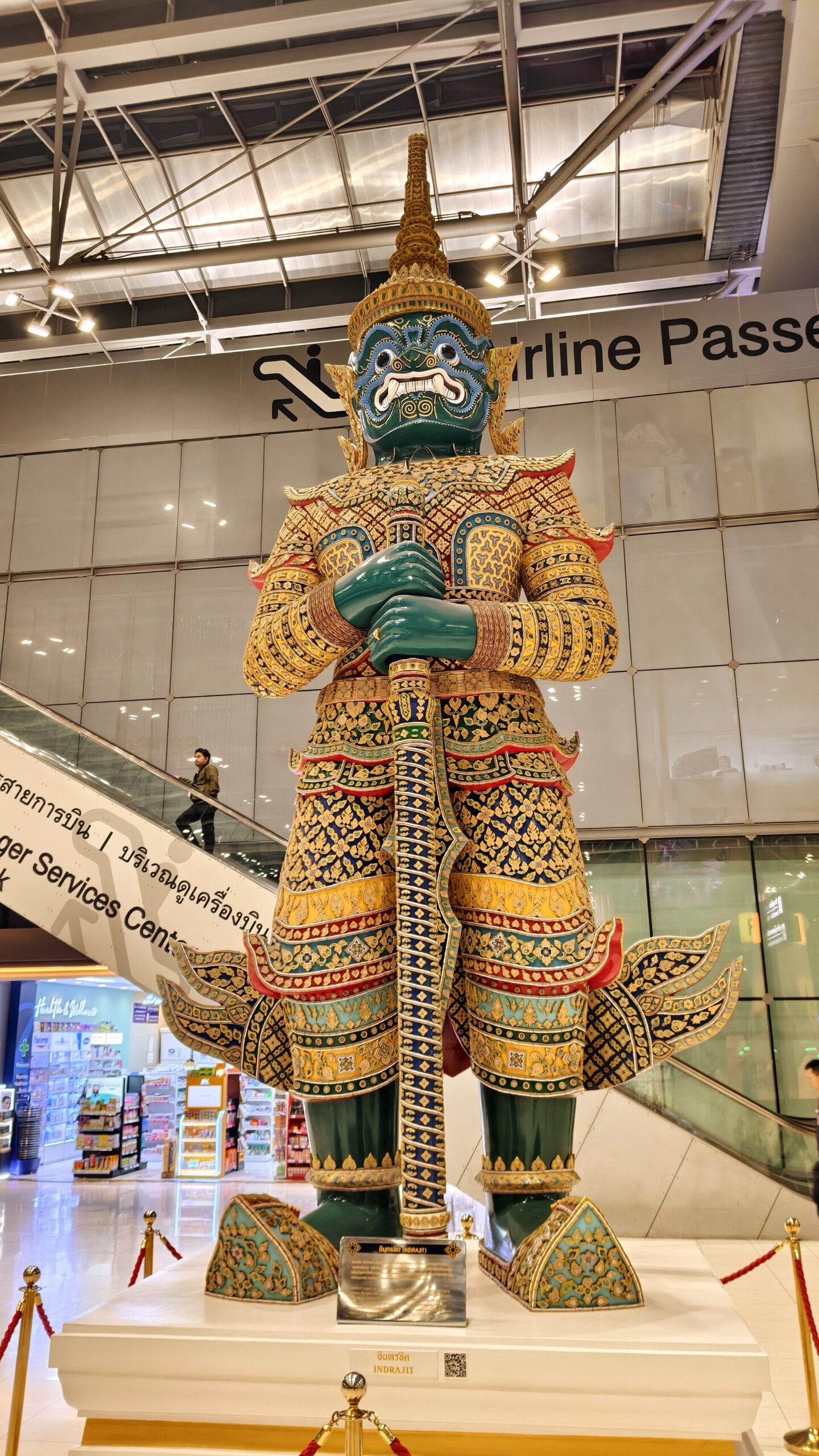 A statue at Suvarnabhumi Airport in Bangkok