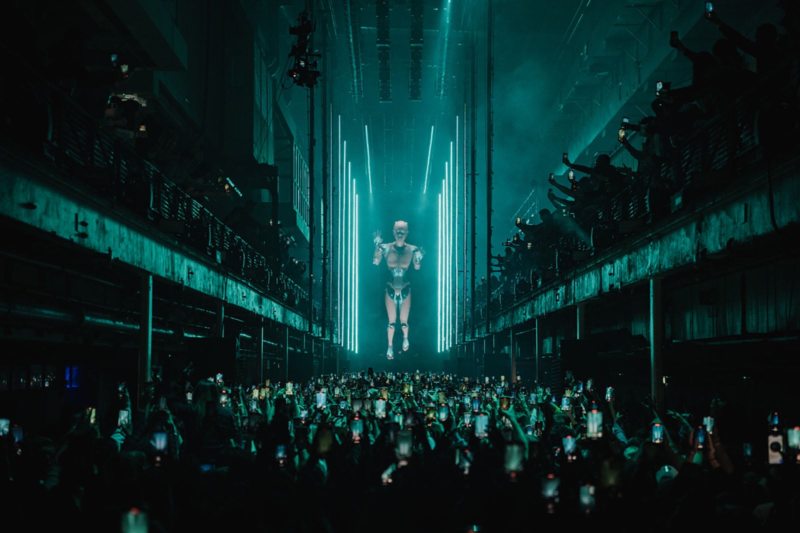 Anyma performing his audiovisual show live — the project headlines Espacio Riesco in Santiago, Chile, on December 31, 2026