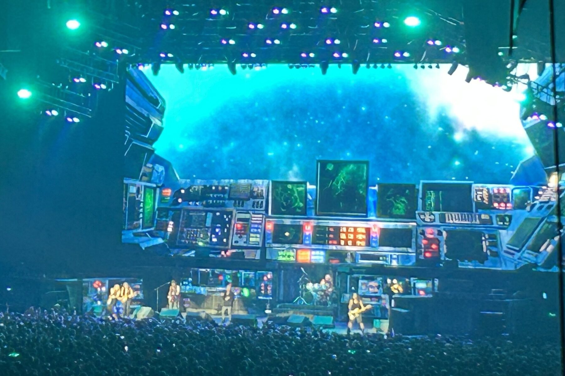 Iron Maiden live on their 50th-anniversary tour, which reaches São Paulo, Brazil on October 25 and 27, 2026