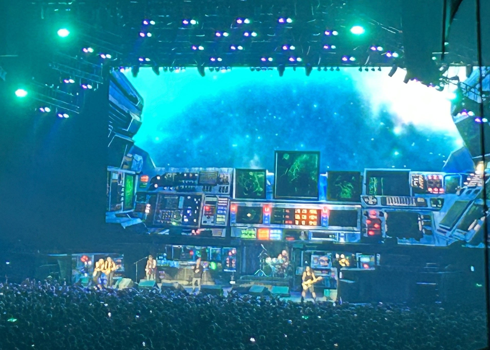 Iron Maiden live on their 50th-anniversary tour, which reaches São Paulo, Brazil on October 25 and 27, 2026