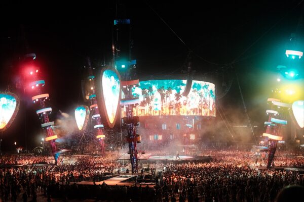 Stadium concert crowd — Arcángel celebrates 20 years at Lima's Estadio San Marcos on September 12, 2026