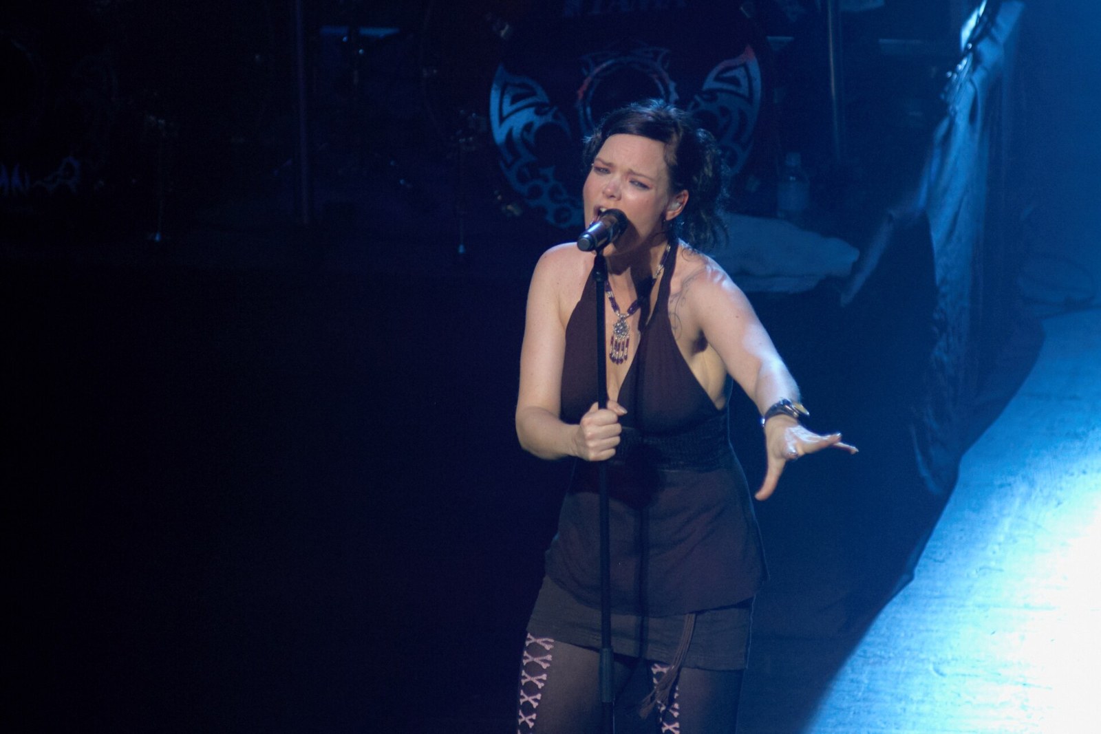 Swedish singer Anette Olzon performing on stage