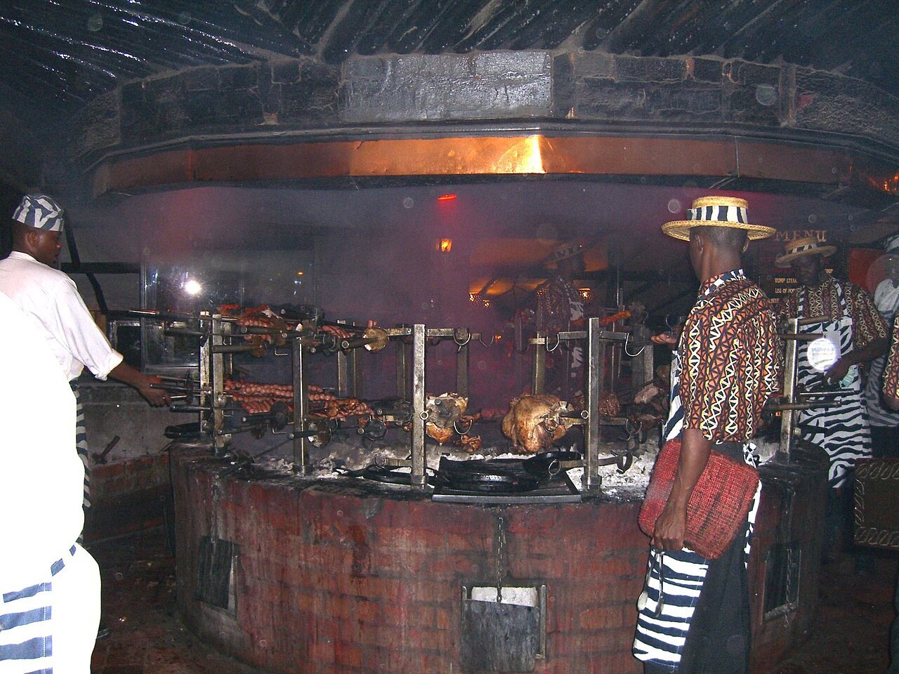 The open fire pit at the Carnivore restaurant in Nairobi