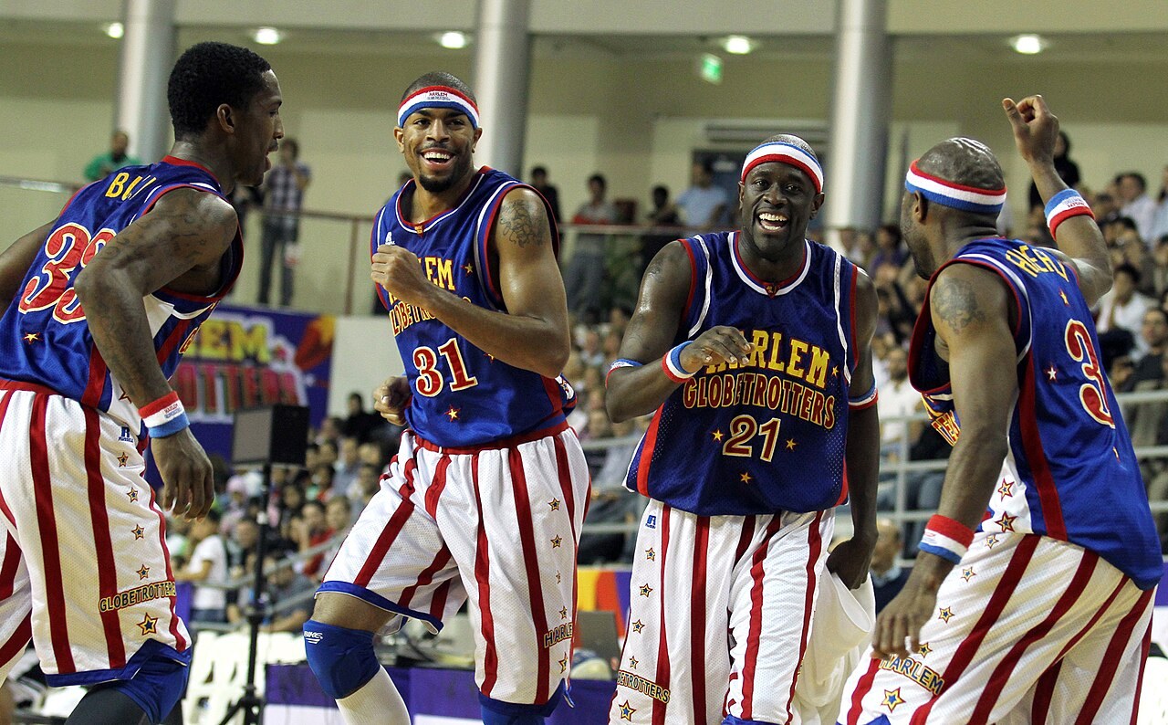The Harlem Globetrotters during an exhibition game